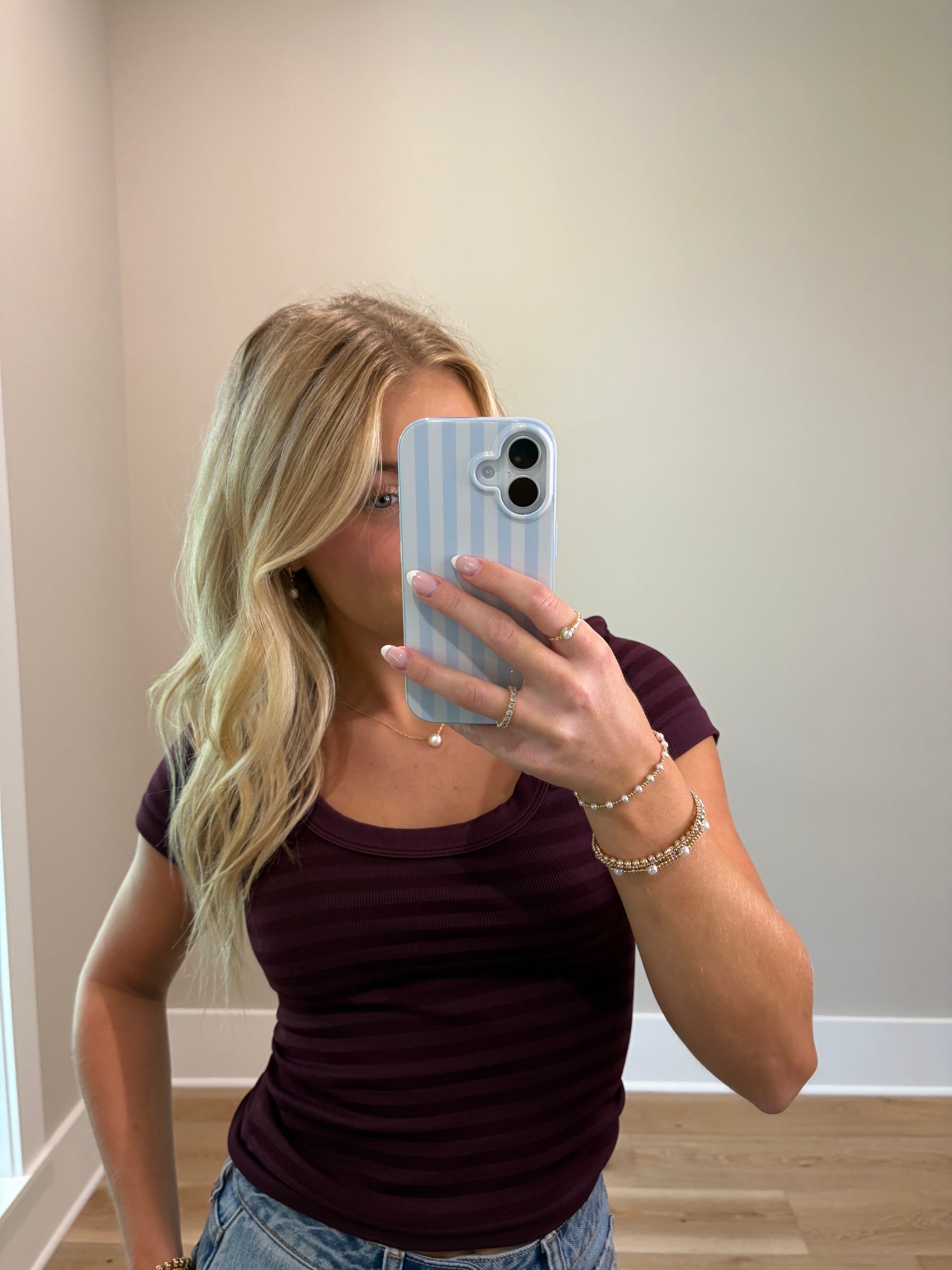 Core Ribbed Scoop Neck Top - Raisin
