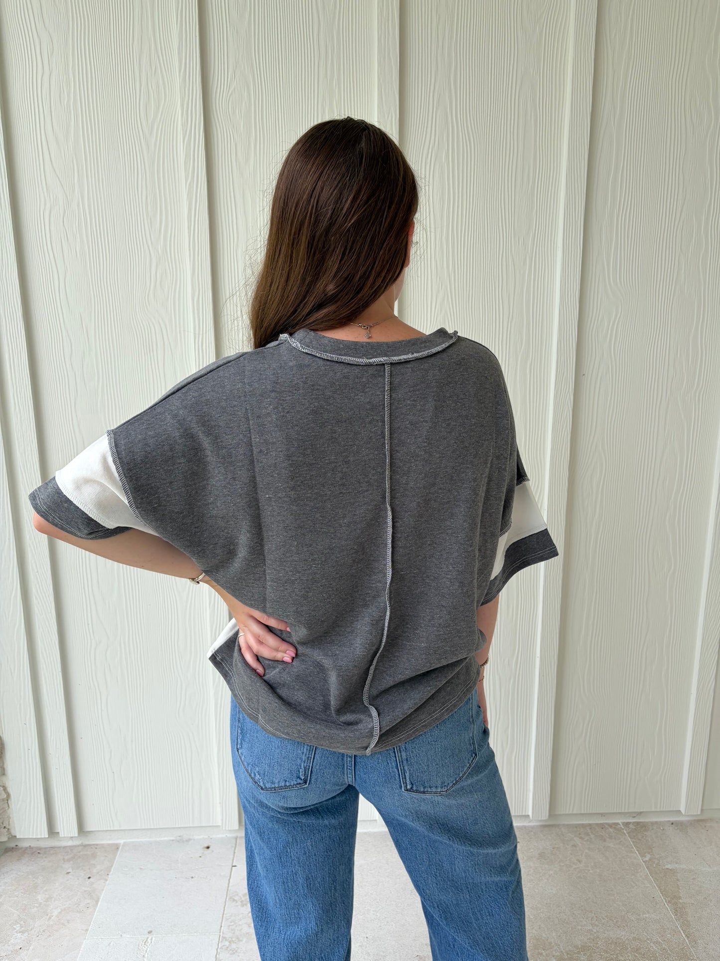 Classic Color Block Tee - Grey/White