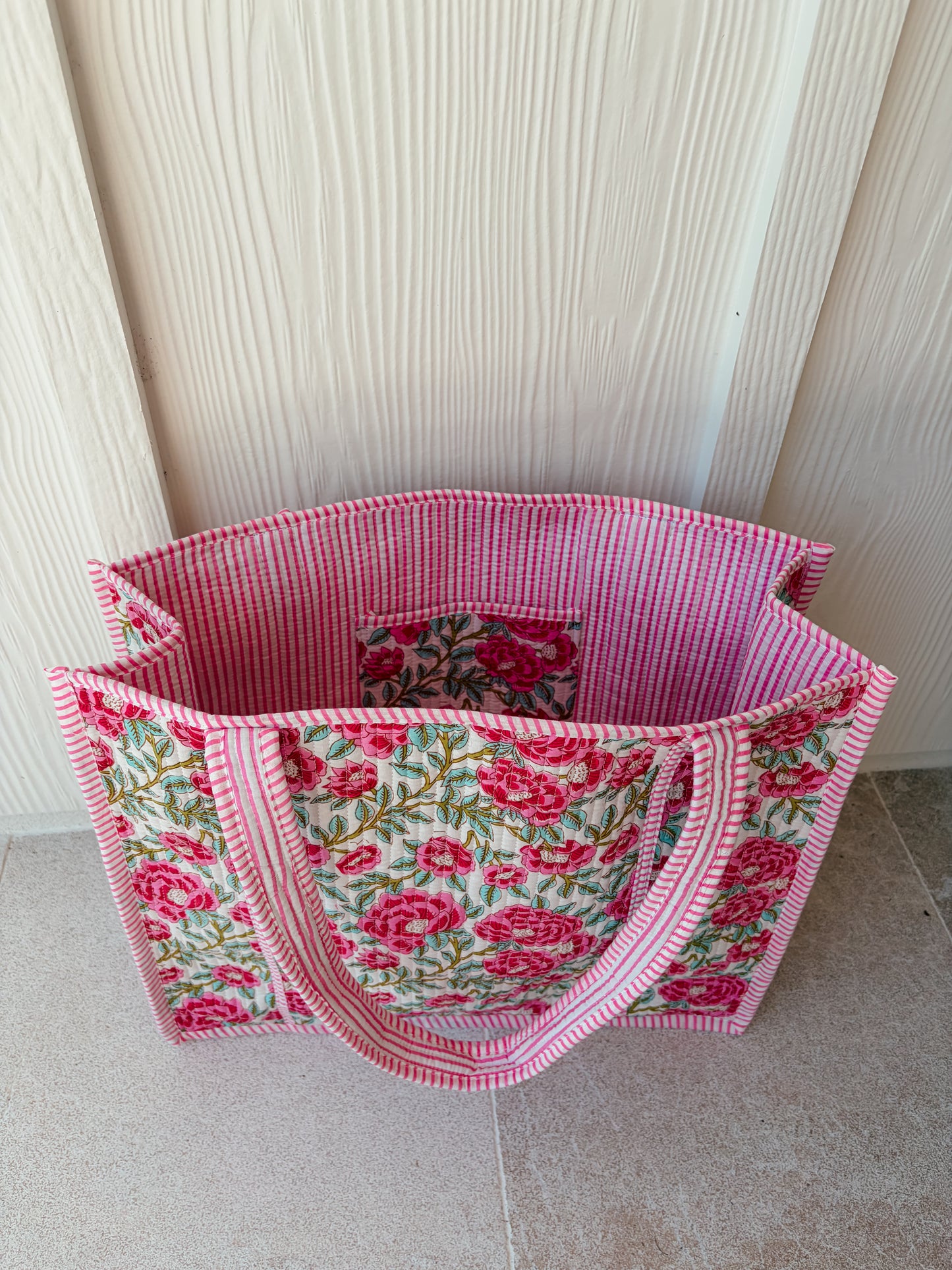 Large Quilted Tote Bag - Sweet Rosie