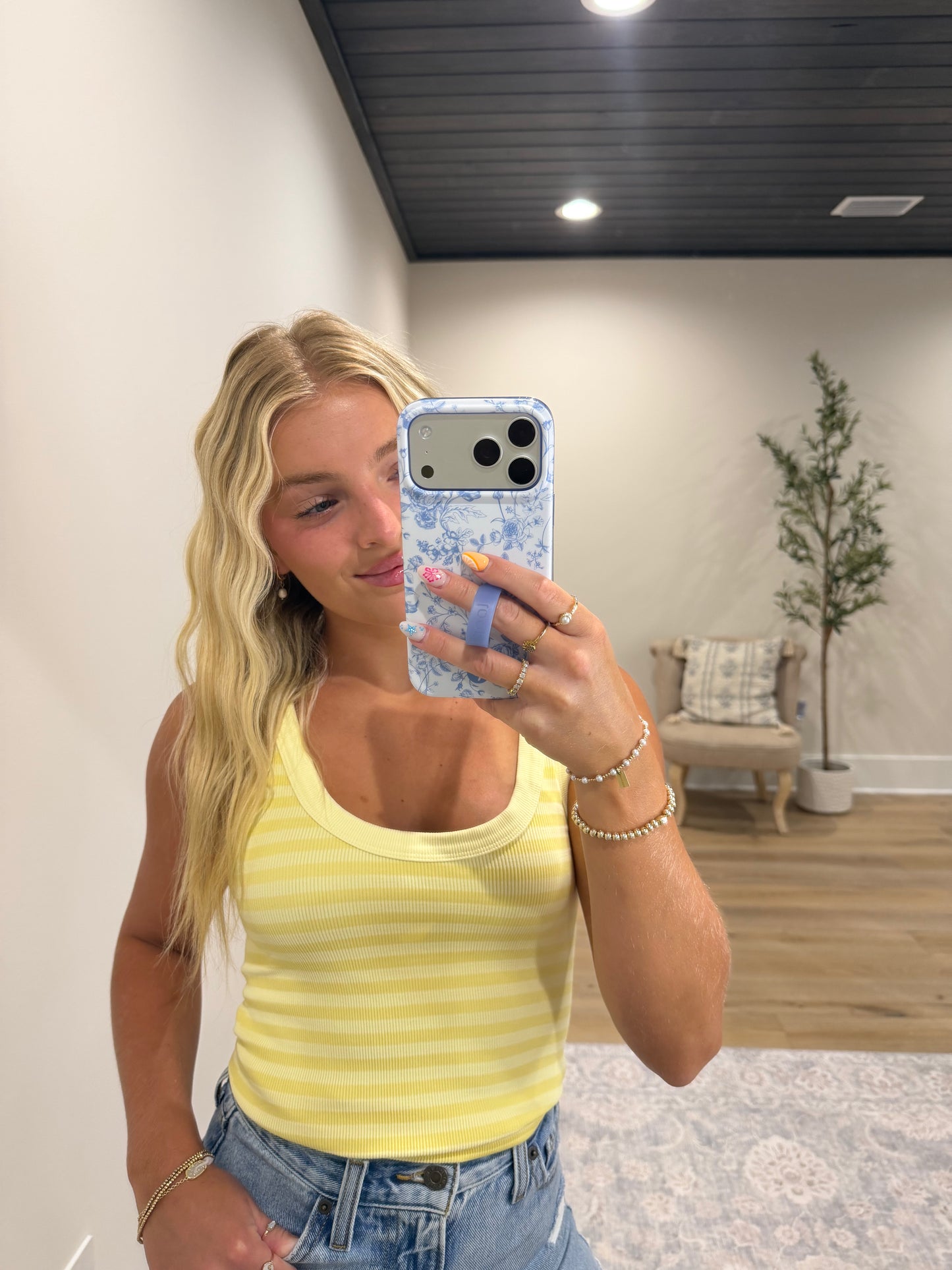 Double Take Ribbed Tank - Yellow