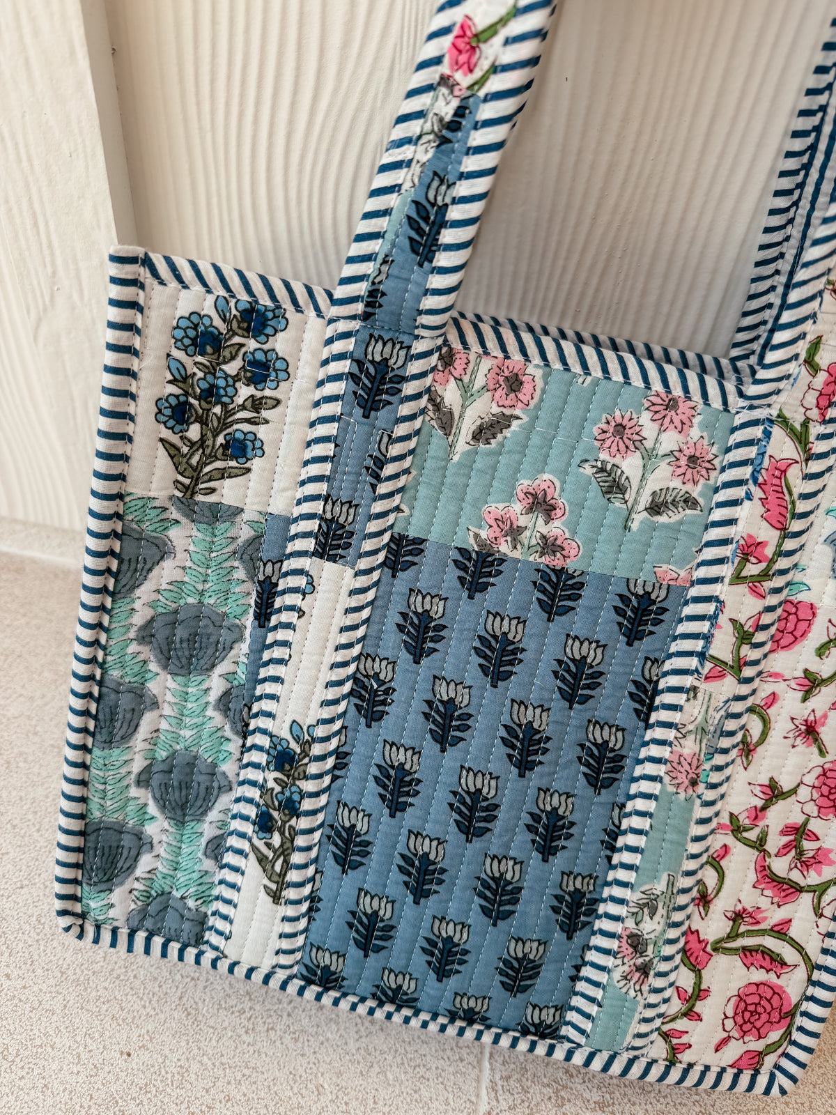 Mini Quilted Tote Bag - Blue Willow