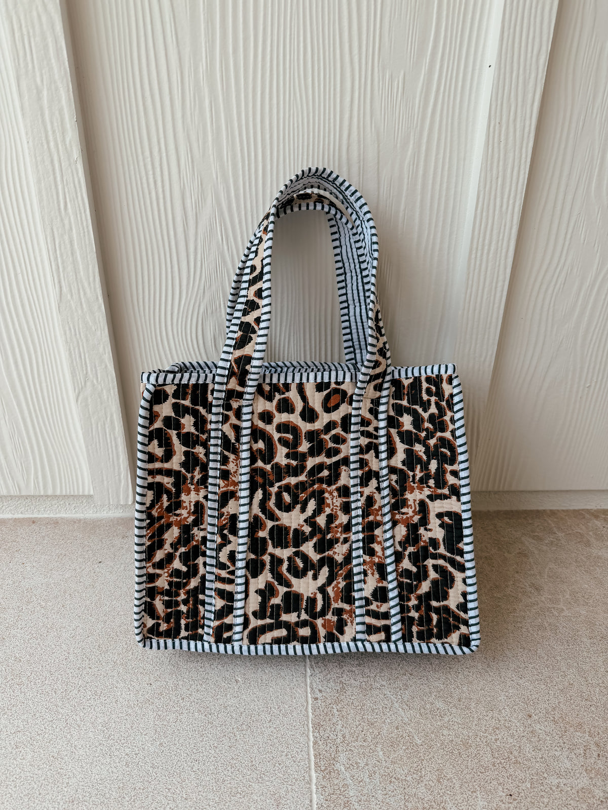 Mini Quilted Tote Bag - Leopard