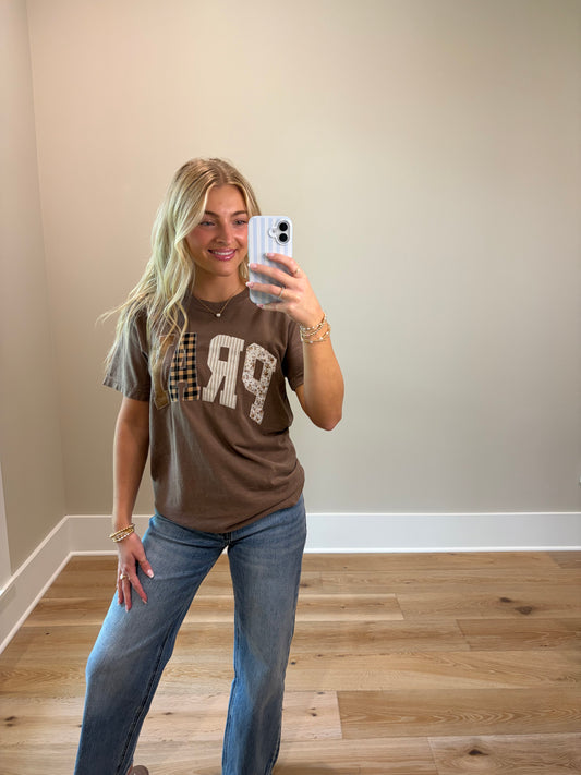 PRAY Patchwork Tee - Brown