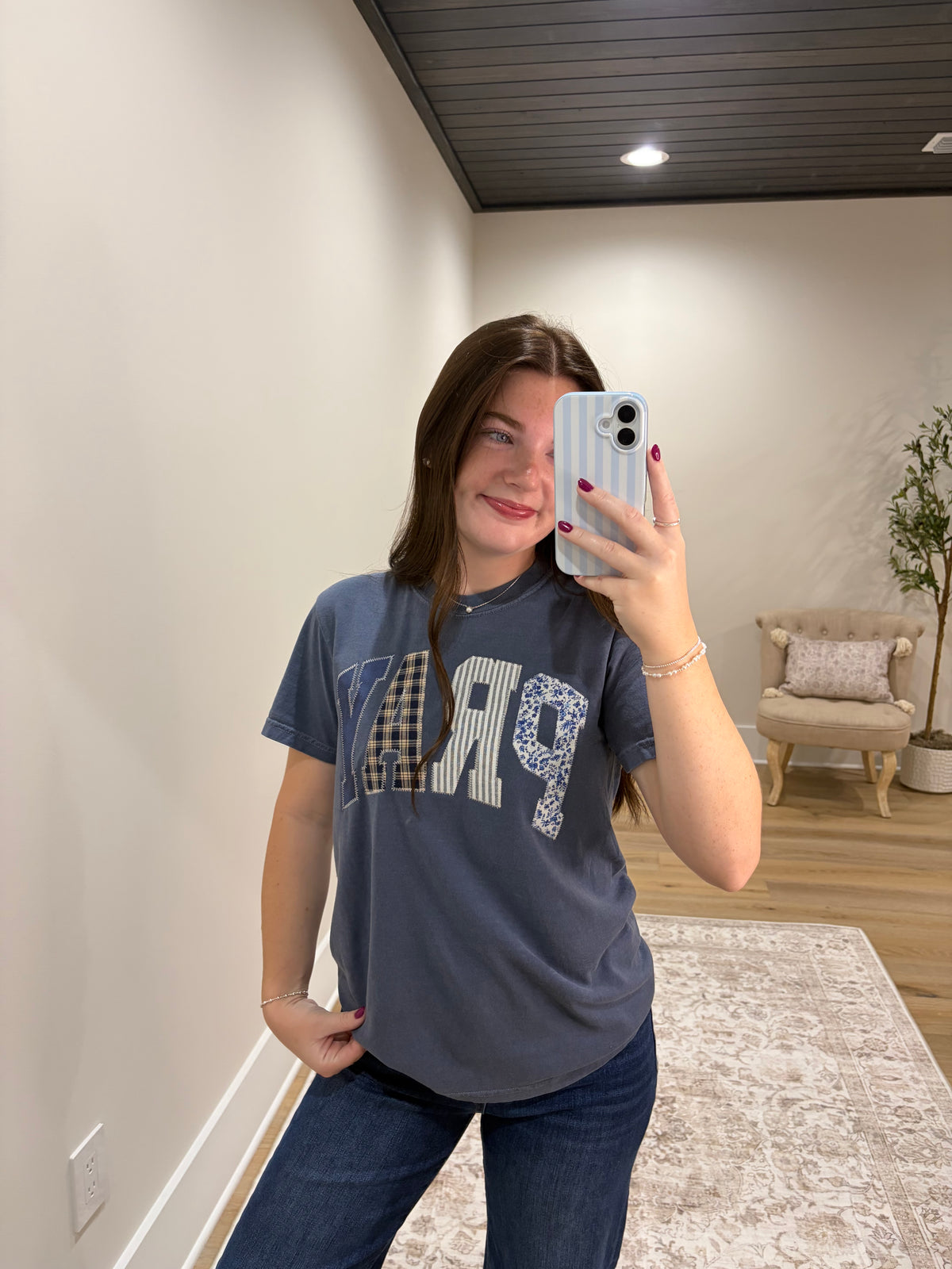PRAY Patchwork Tee - Navy