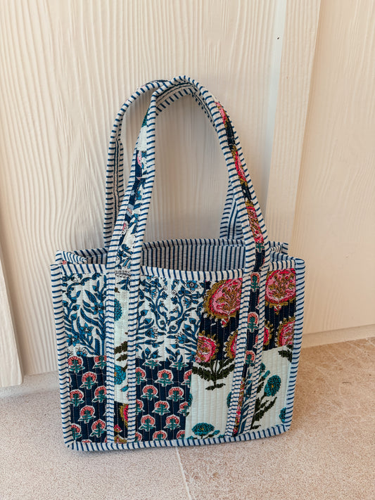 Mini Quilted Tote Bag - Bluebell