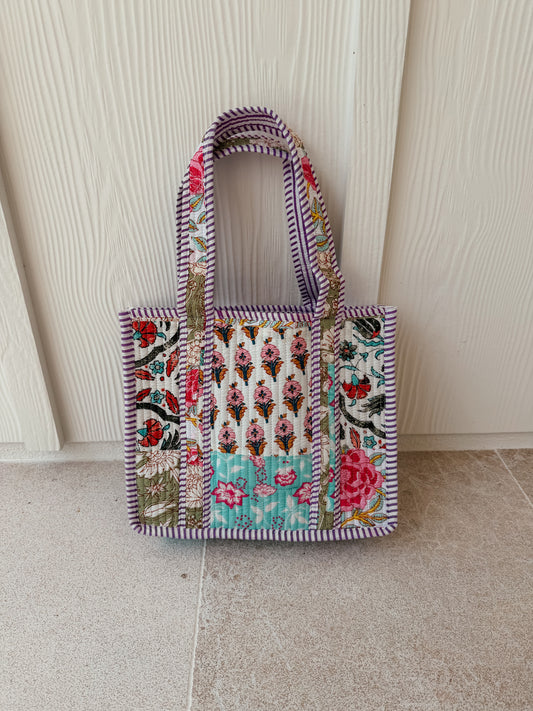 Mini Quilted Tote Bag - Blooming Violet