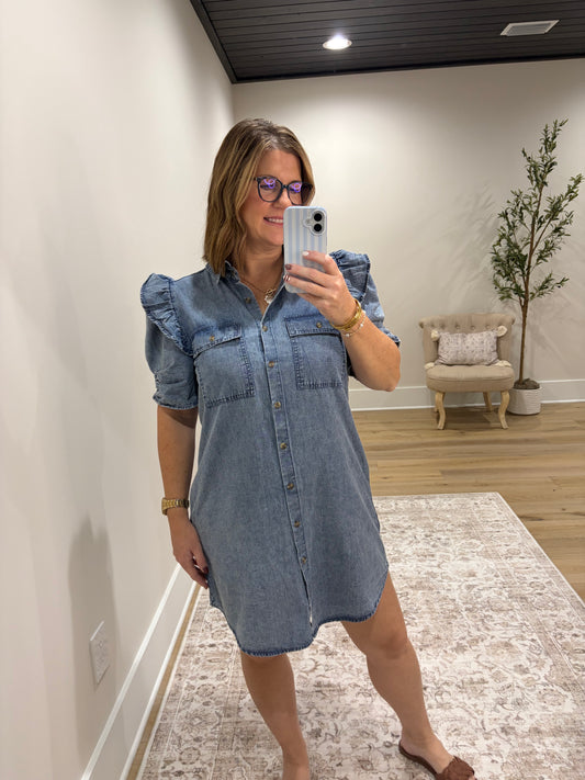 The Sadie Ruffle Sleeve Mini Dress