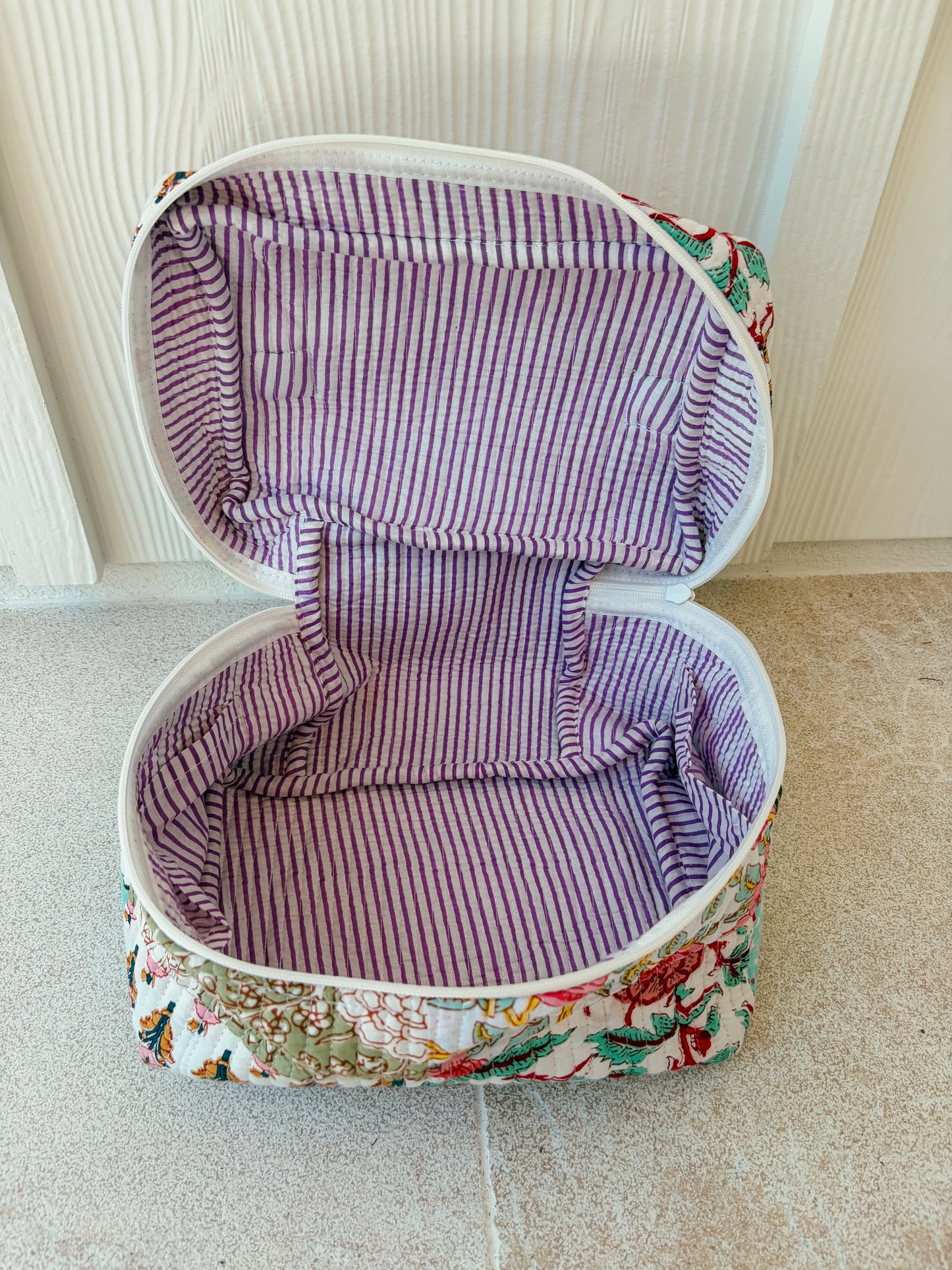 Quilted Travel/Makeup Bag - Blooming Violet