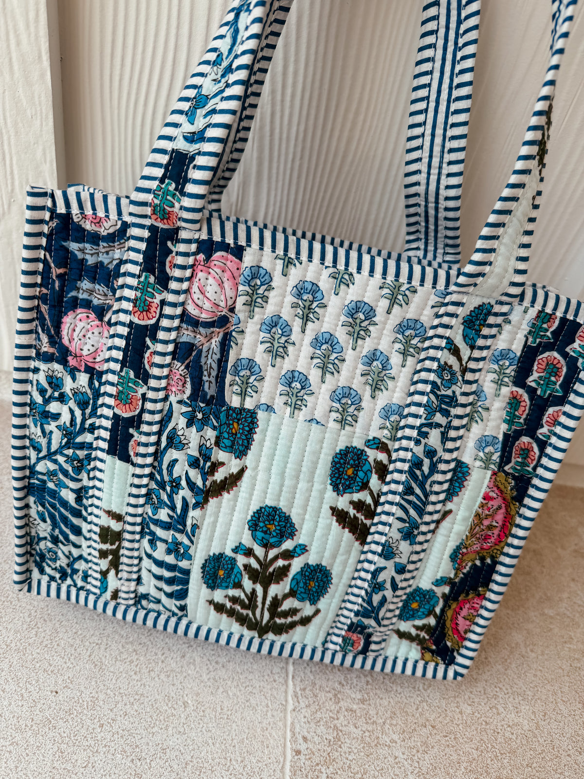 Mini Quilted Tote Bag - Bluebell