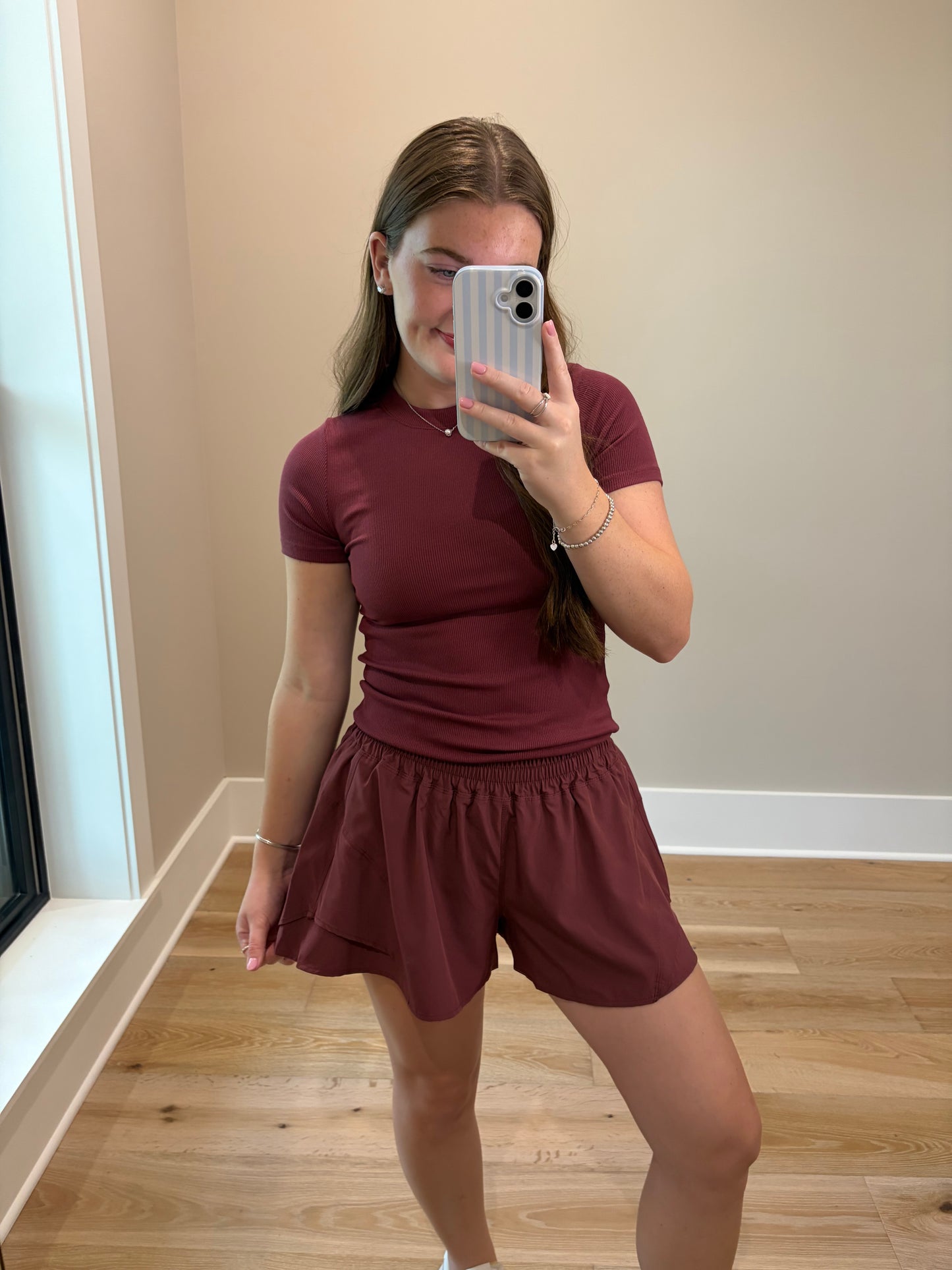 Breezy Flutter Athletic Shorts - Rosewood