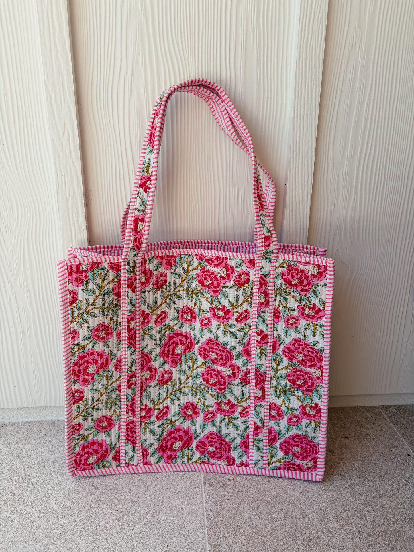 Large Quilted Tote Bag - Sweet Rosie