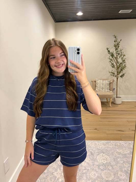 Midnight Navy Stripe Set