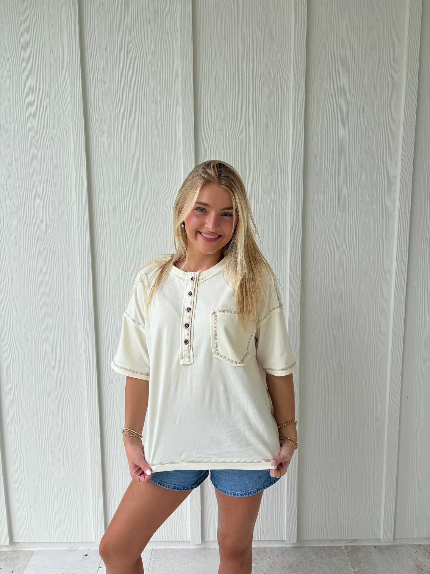 The Rowan Ivory Henley Top