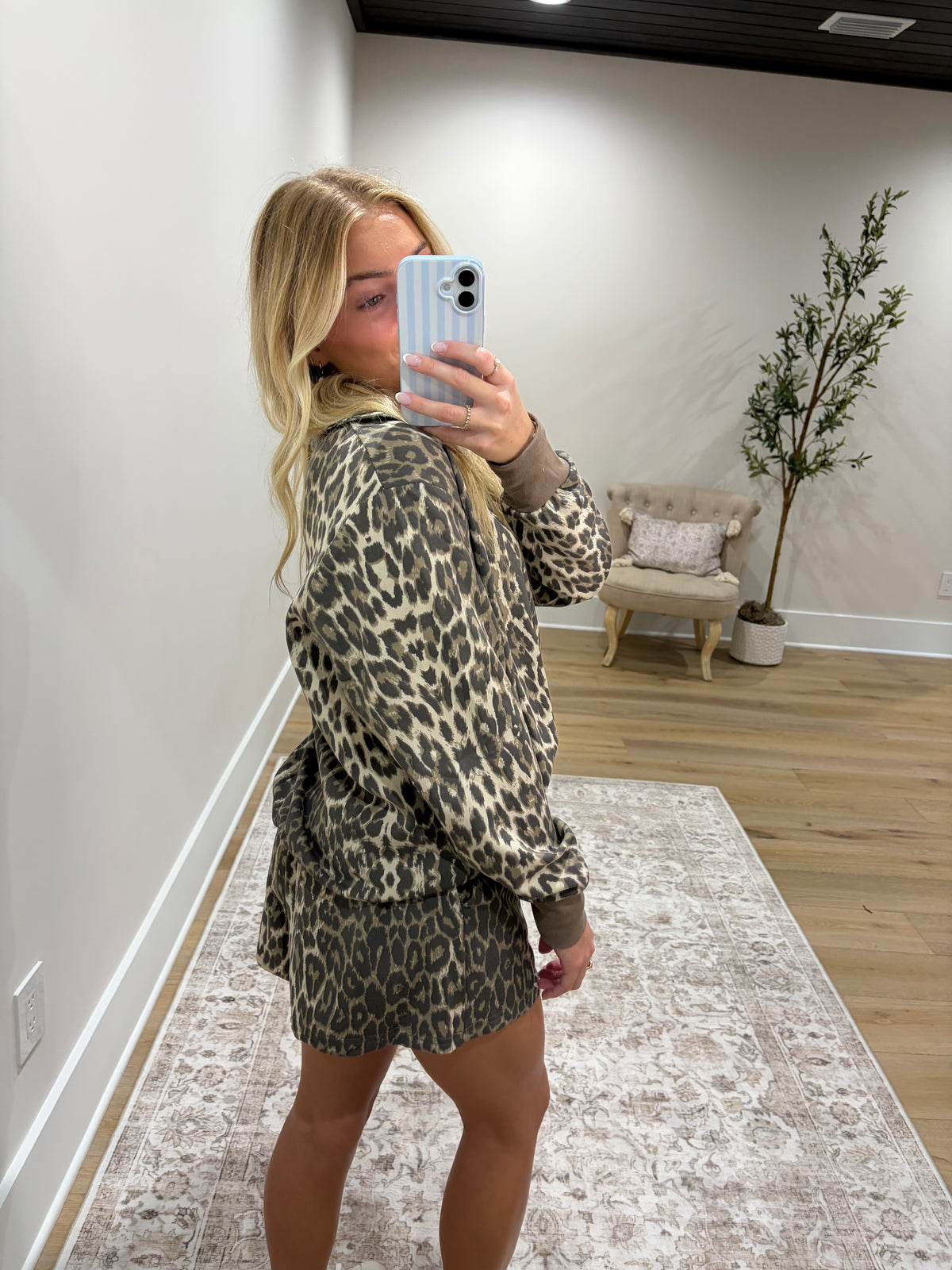 Savannah Leopard Quarter Zip Short Set