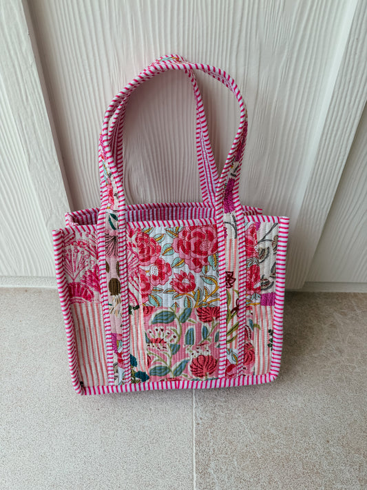 Mini Quilted Tote Bag - Pink Medley