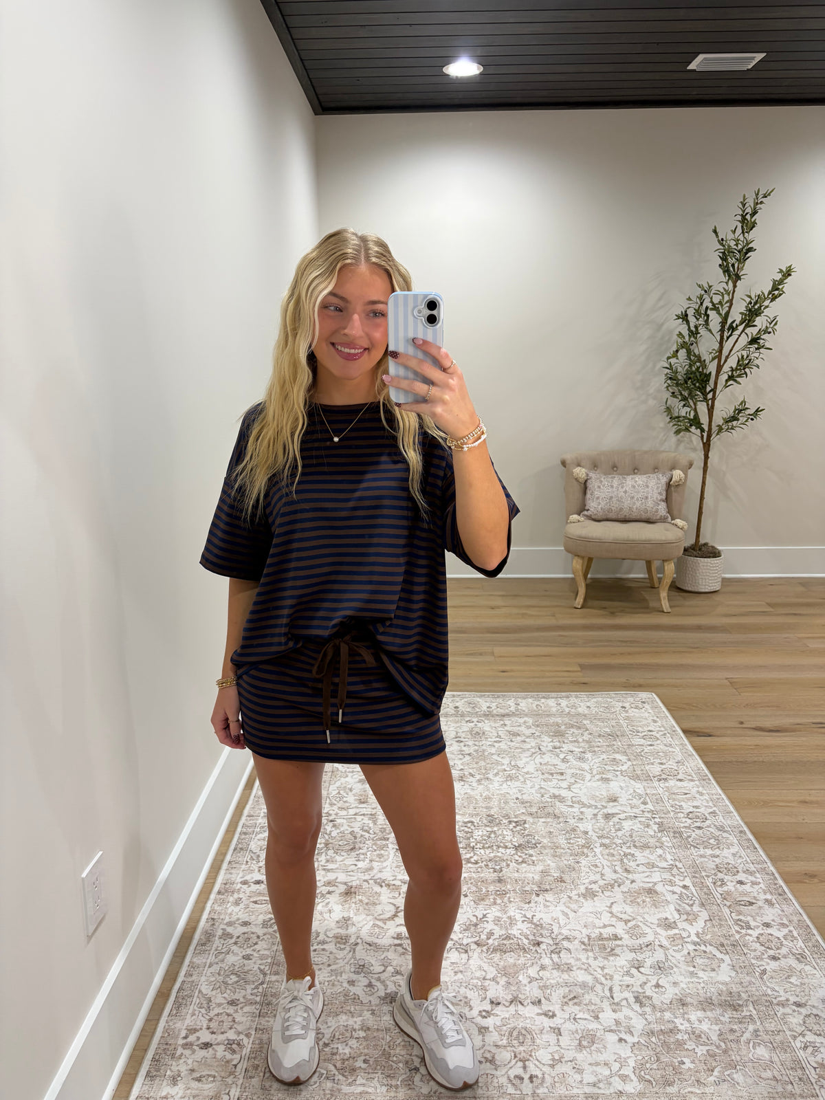 The Maisie Skort Set - Navy/Brown
