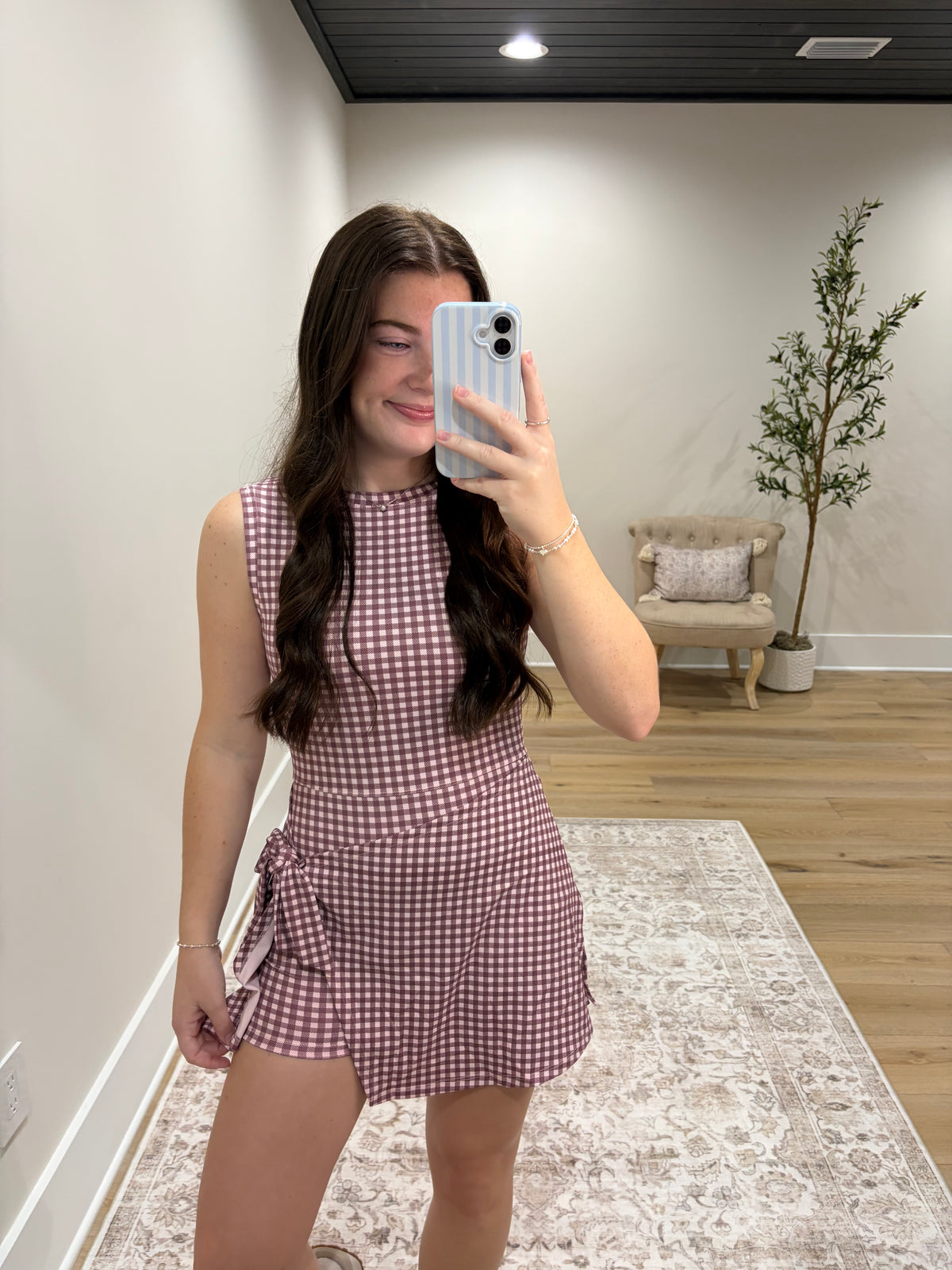 The Blair Athletic Dress - Mauve Gingham