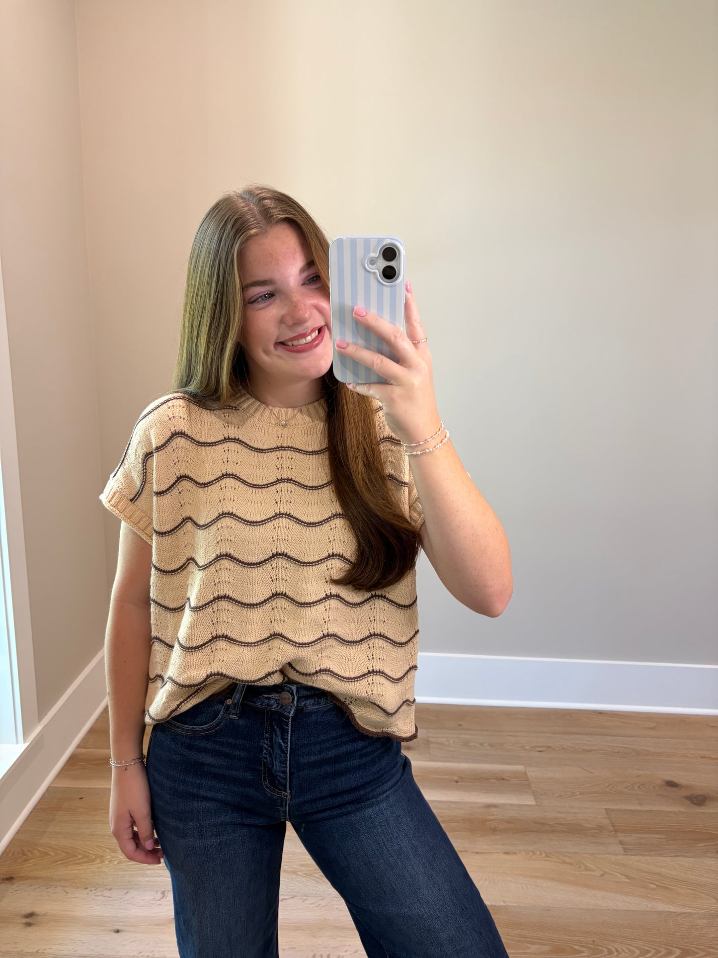 Wavy Days Sweater Knit Top - Beige