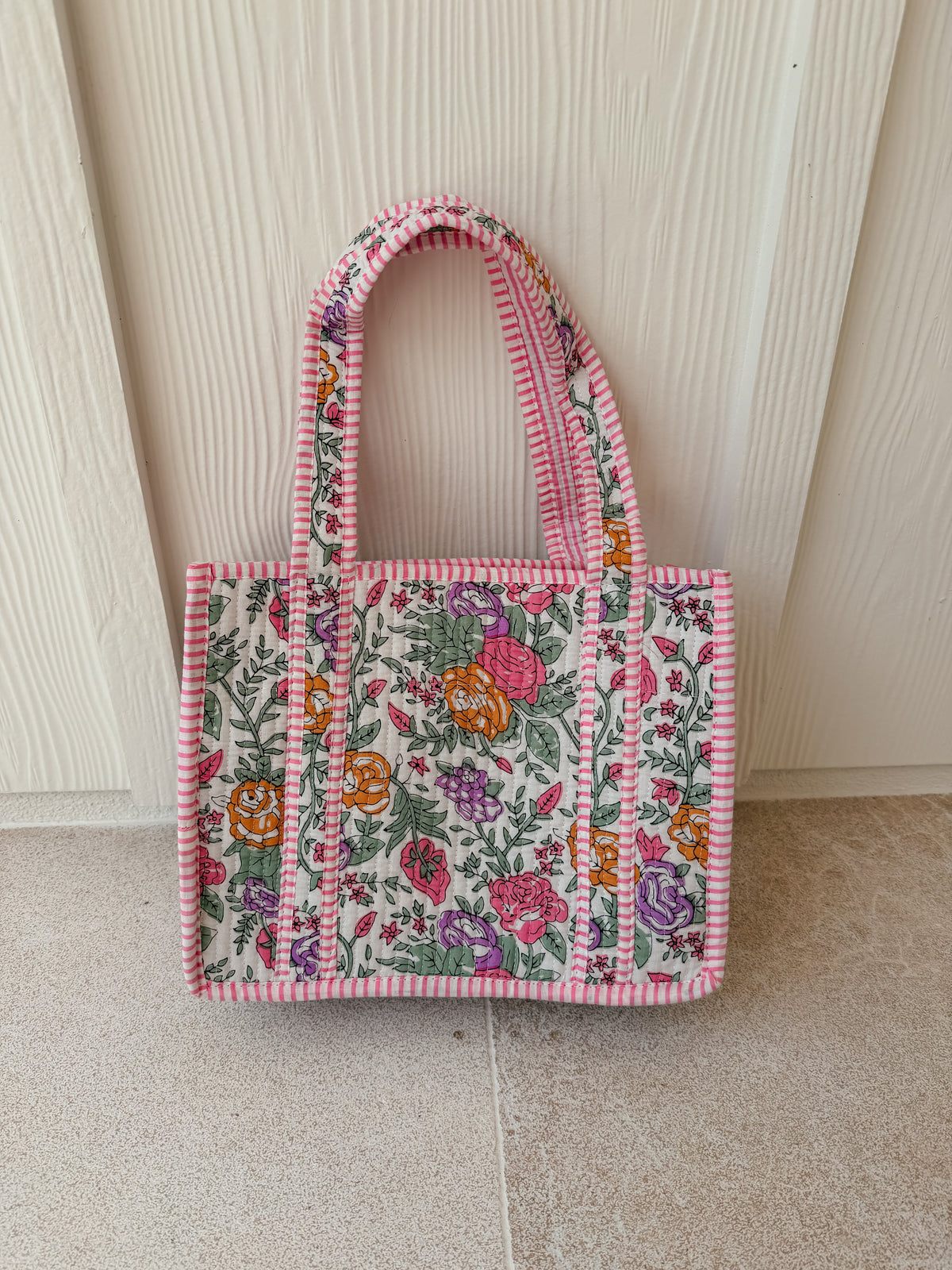 Mini Quilted Tote Bag - Vintage Blooms