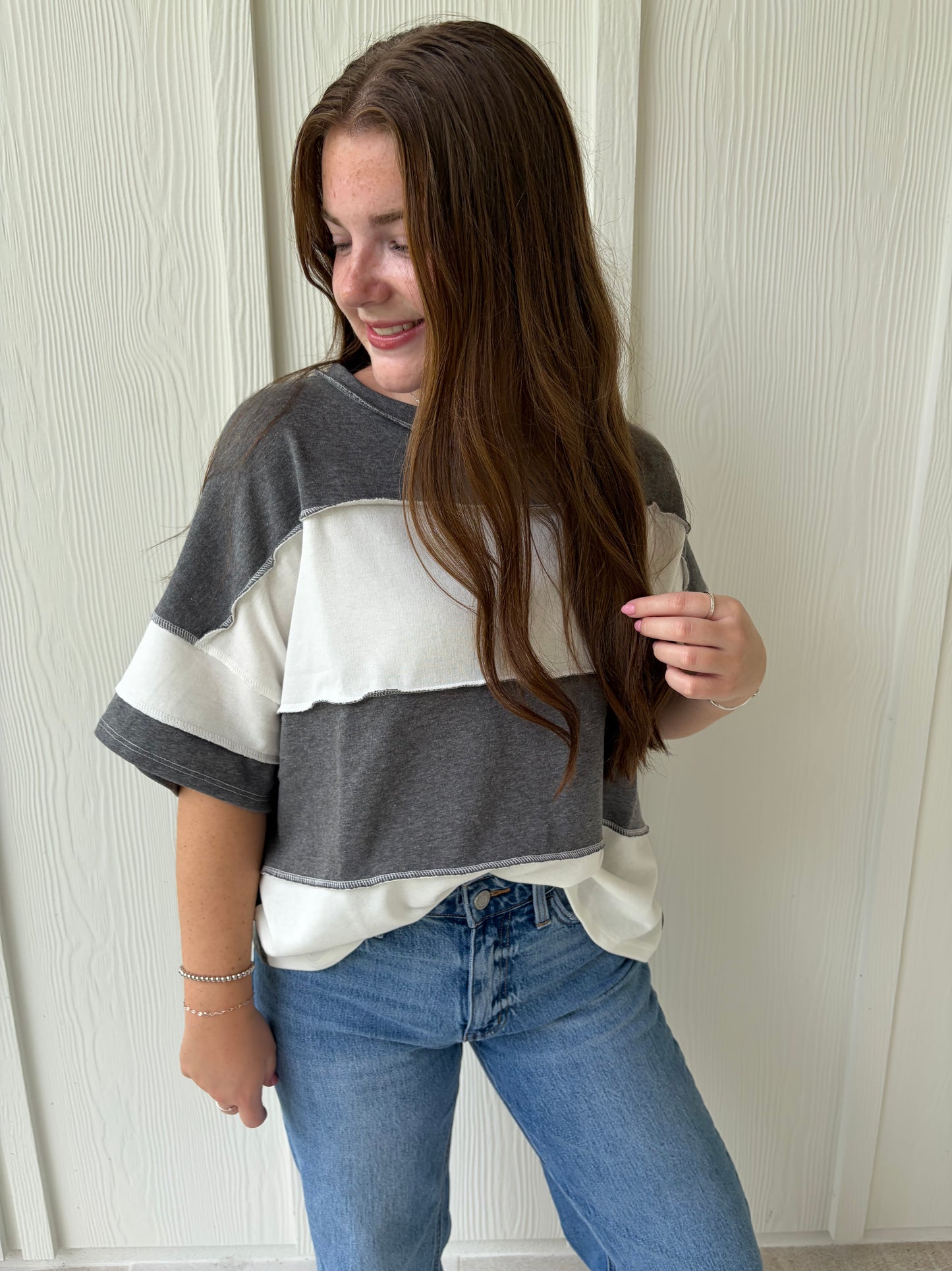 Classic Color Block Tee - Grey/White