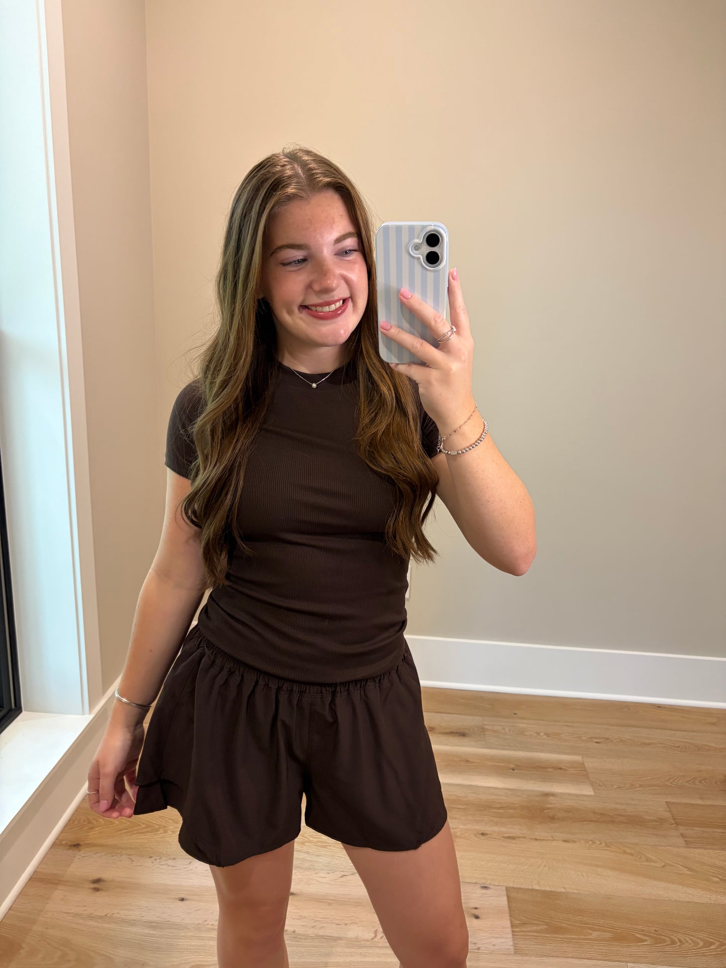 Breezy Flutter Athletic Shorts - Espresso
