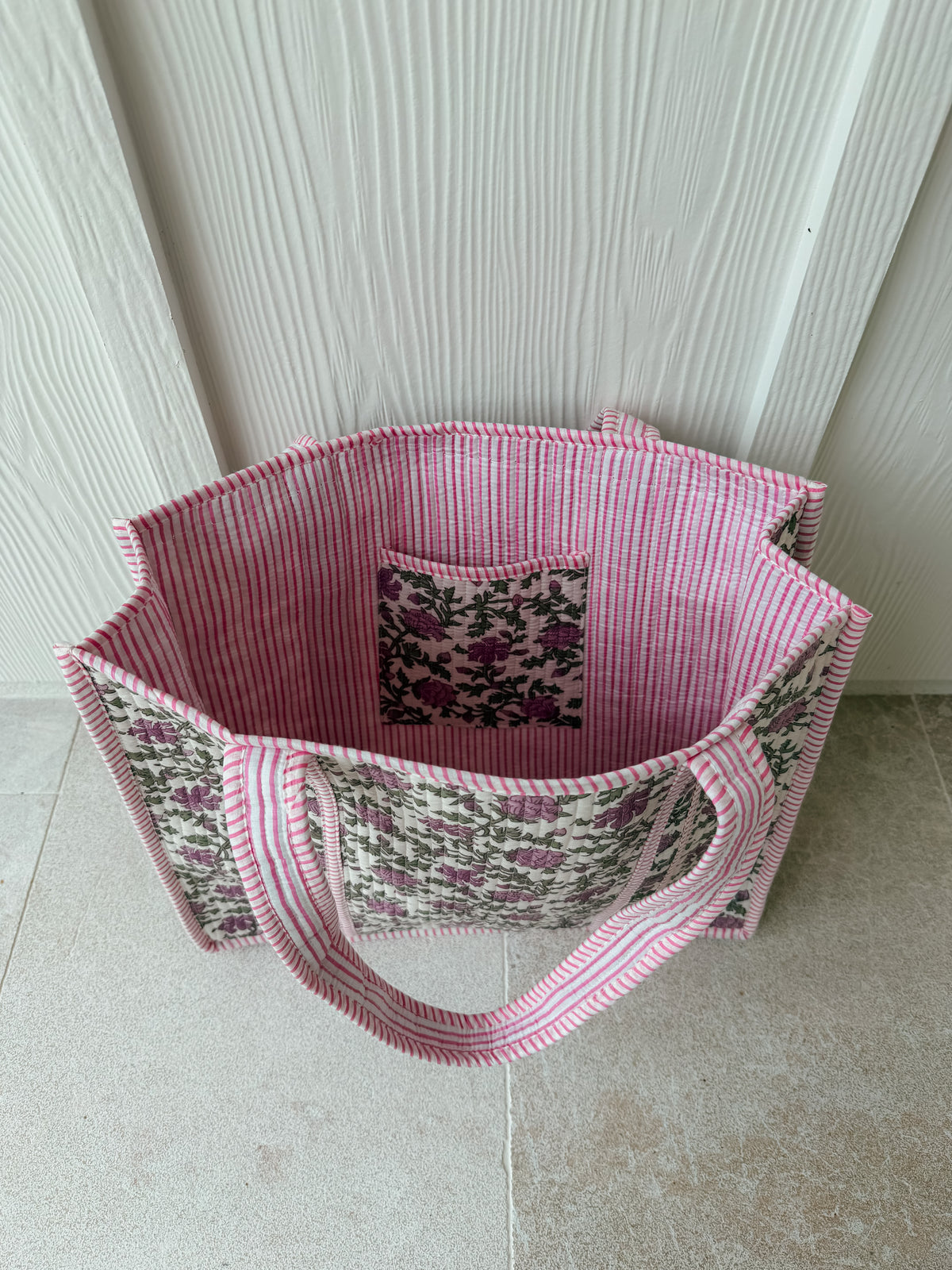 Large Quilted Tote Bag - Violet Vine