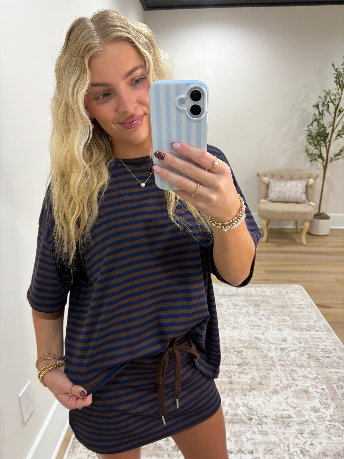The Maisie Skort Set - Navy/Brown
