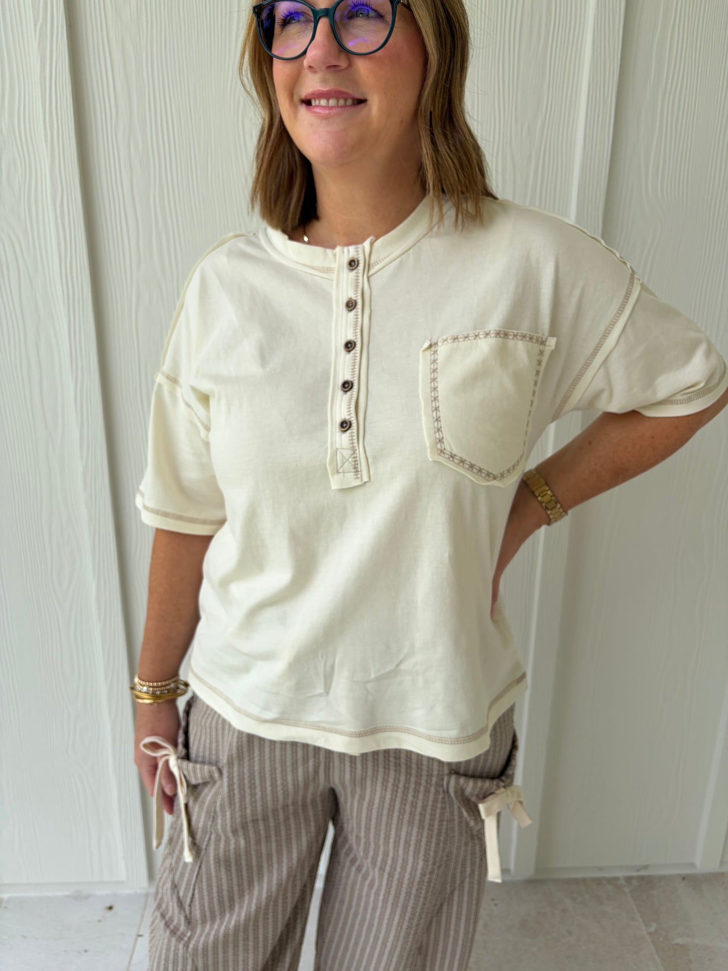 The Rowan Ivory Henley Top