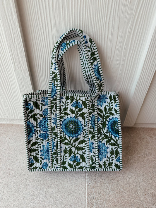 Mini Quilted Tote Bag - Botanical Bloom
