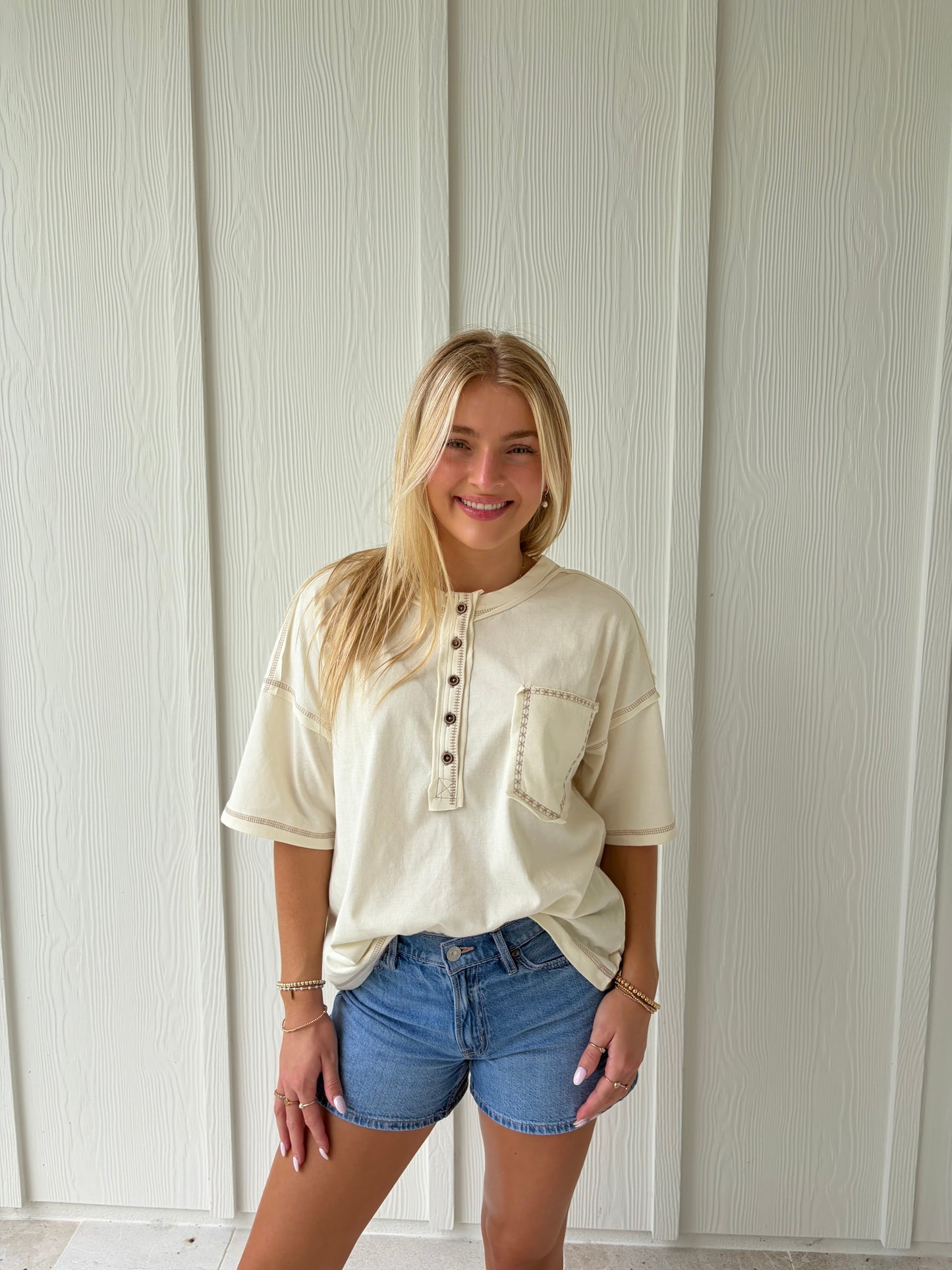 The Rowan Ivory Henley Top