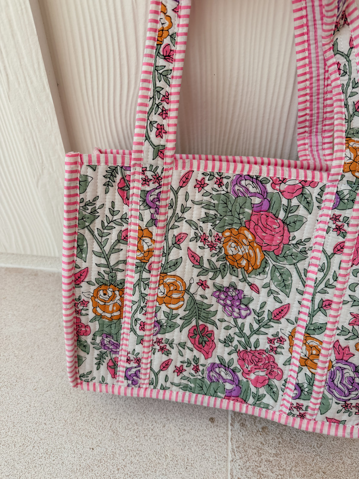 Mini Quilted Tote Bag - Vintage Blooms