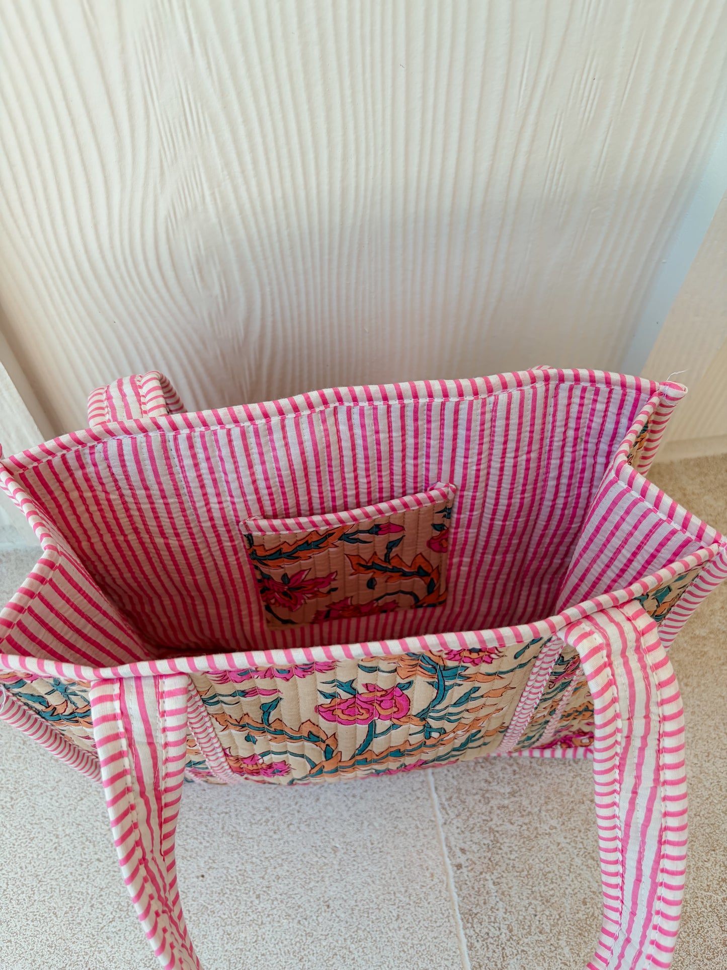 Mini Quilted Tote Bag - Pink Posie