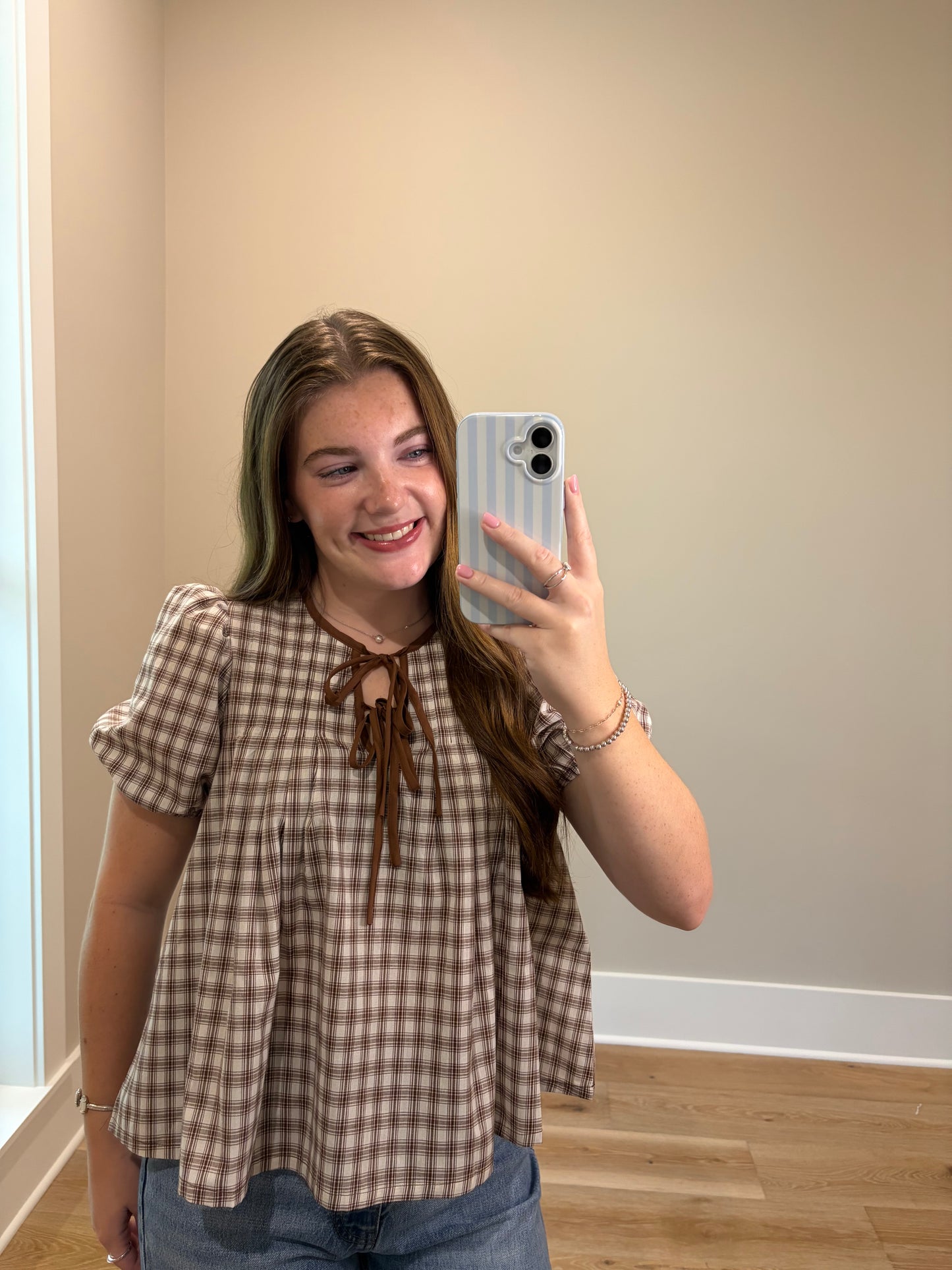 The Carmine Plaid Top