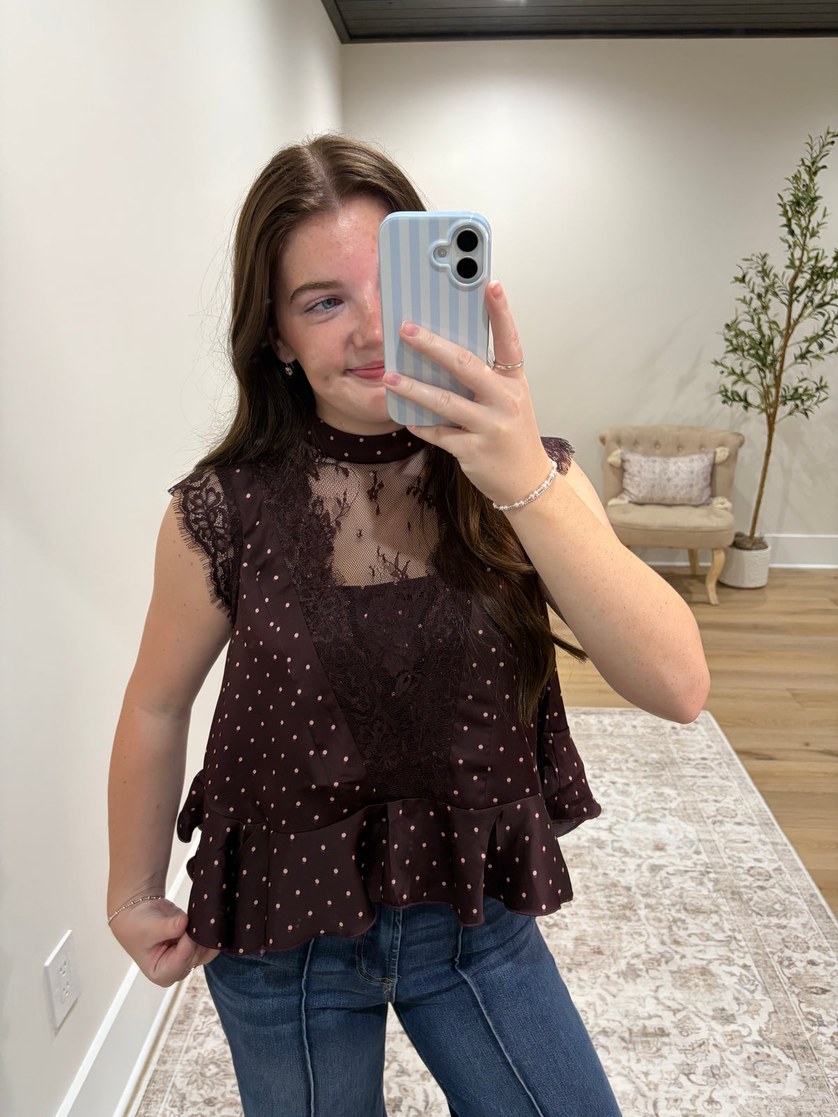 The Juliette Satin Lace Top - Burgundy/Light Pink