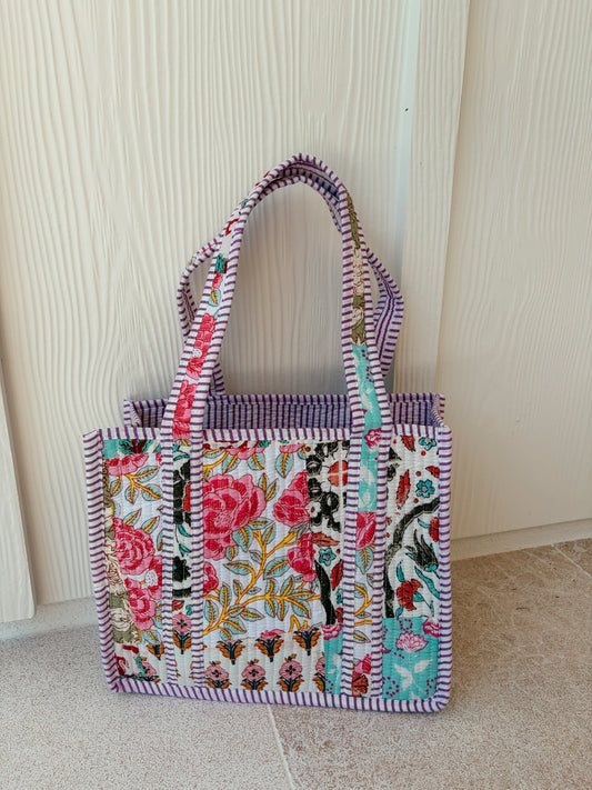 Mini Quilted Tote Bag - Blooming Violet