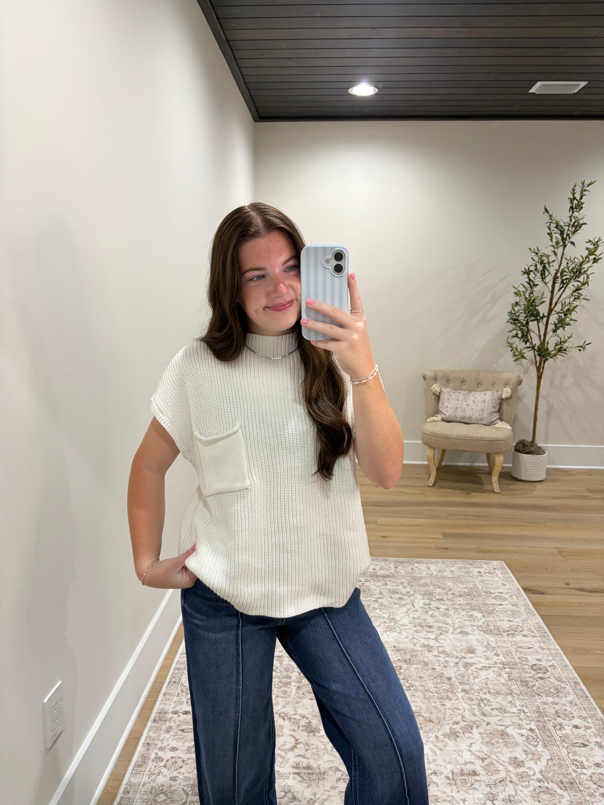 The Wren Pocket Sweater Top - Ivory