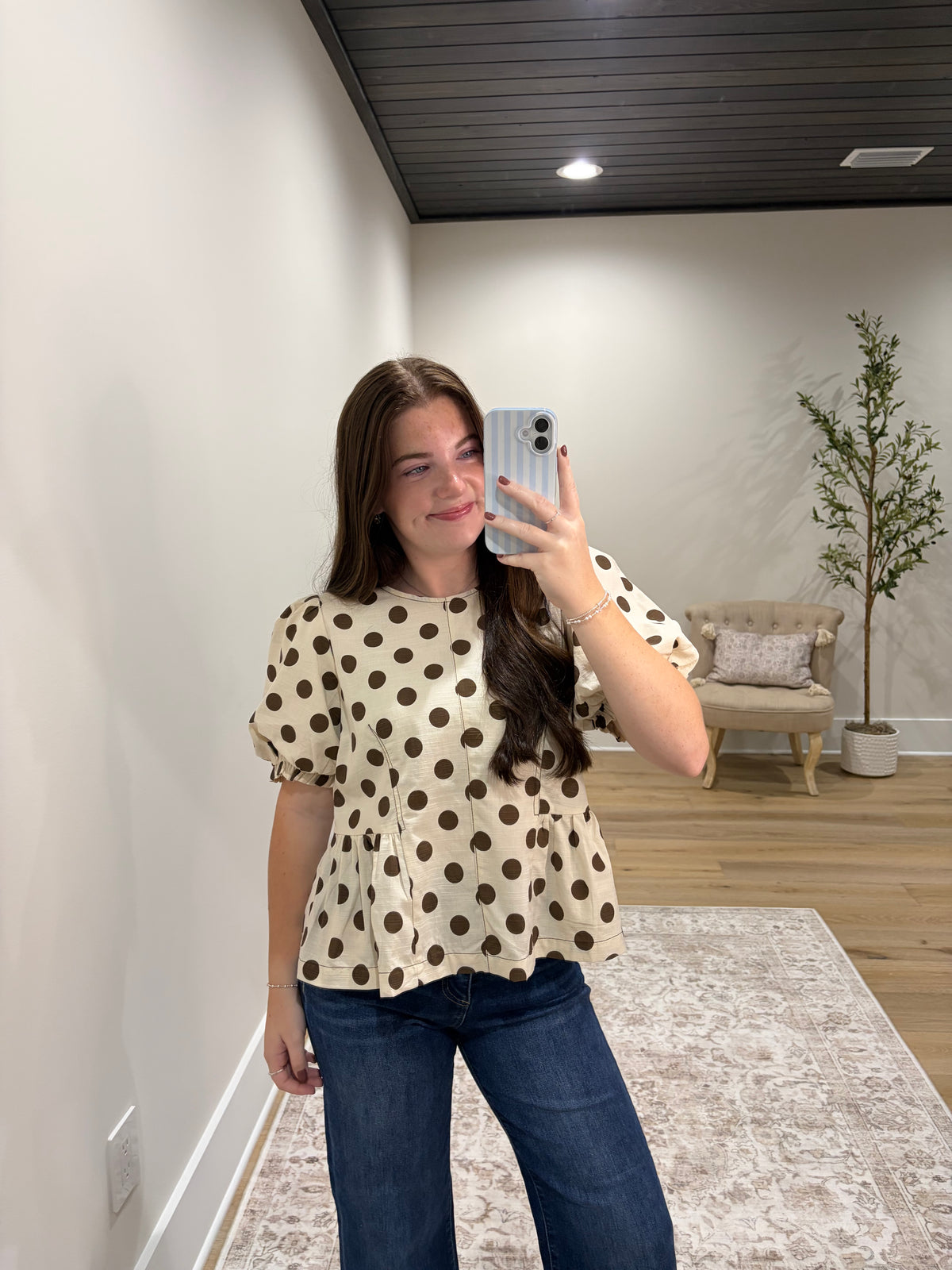 Dottie Peplum Top - Brown