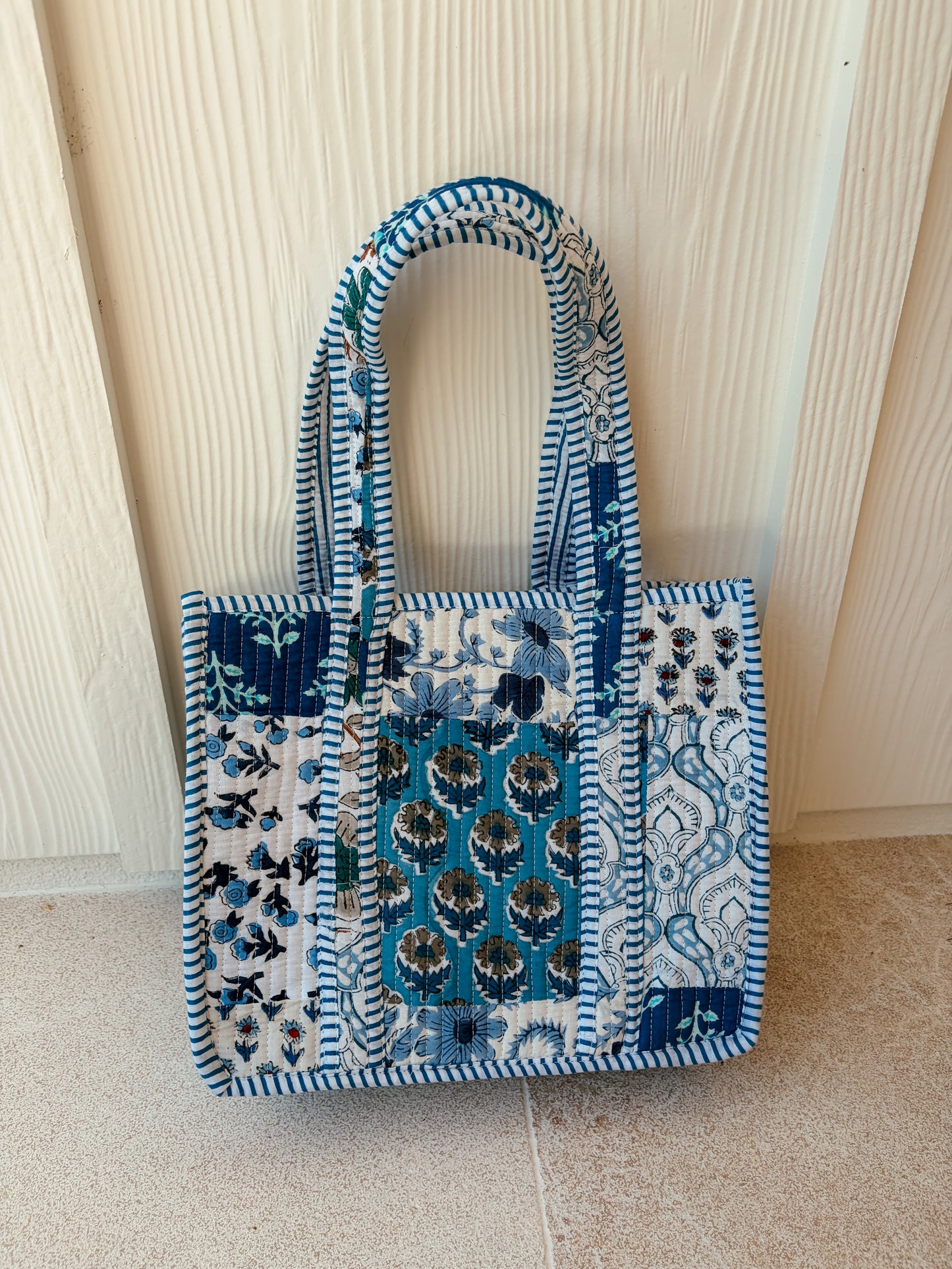 Mini Quilted Tote Bag - Blueberry Bloom