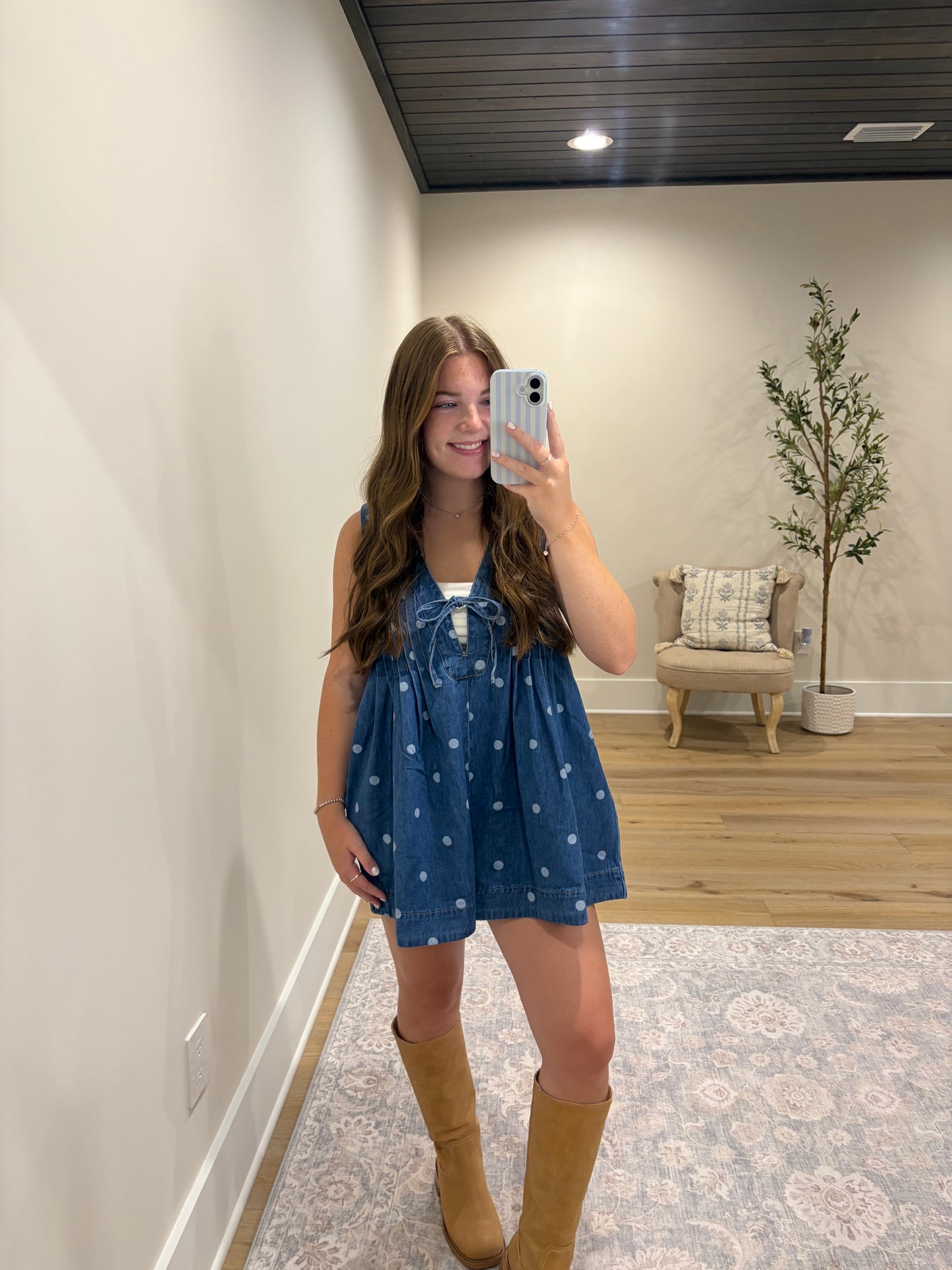 Bluebell Denim Polka Dot Romper