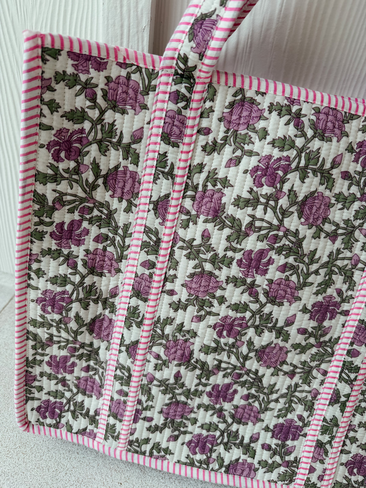 Large Quilted Tote Bag - Violet Vine