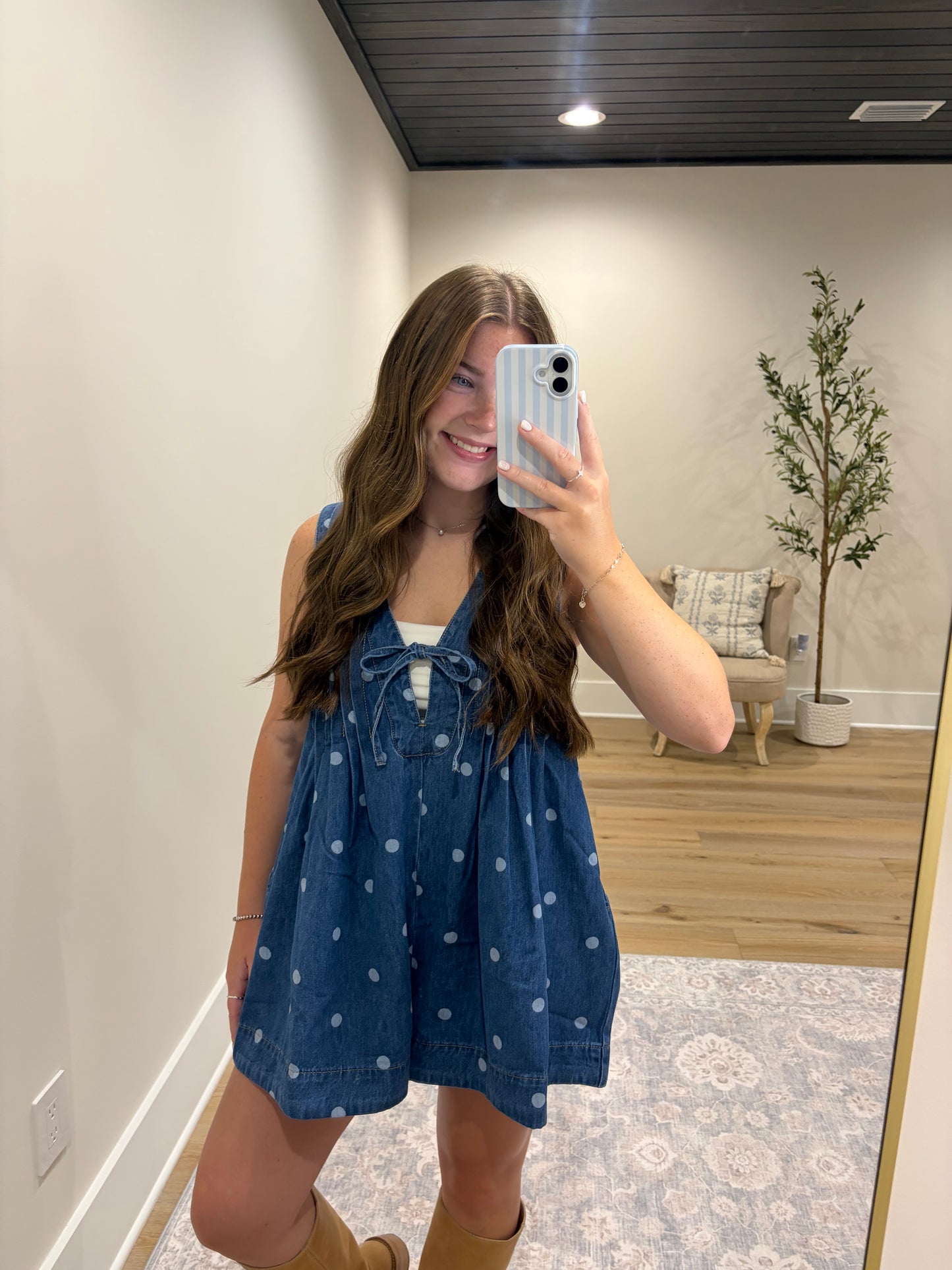 Bluebell Denim Polka Dot Romper