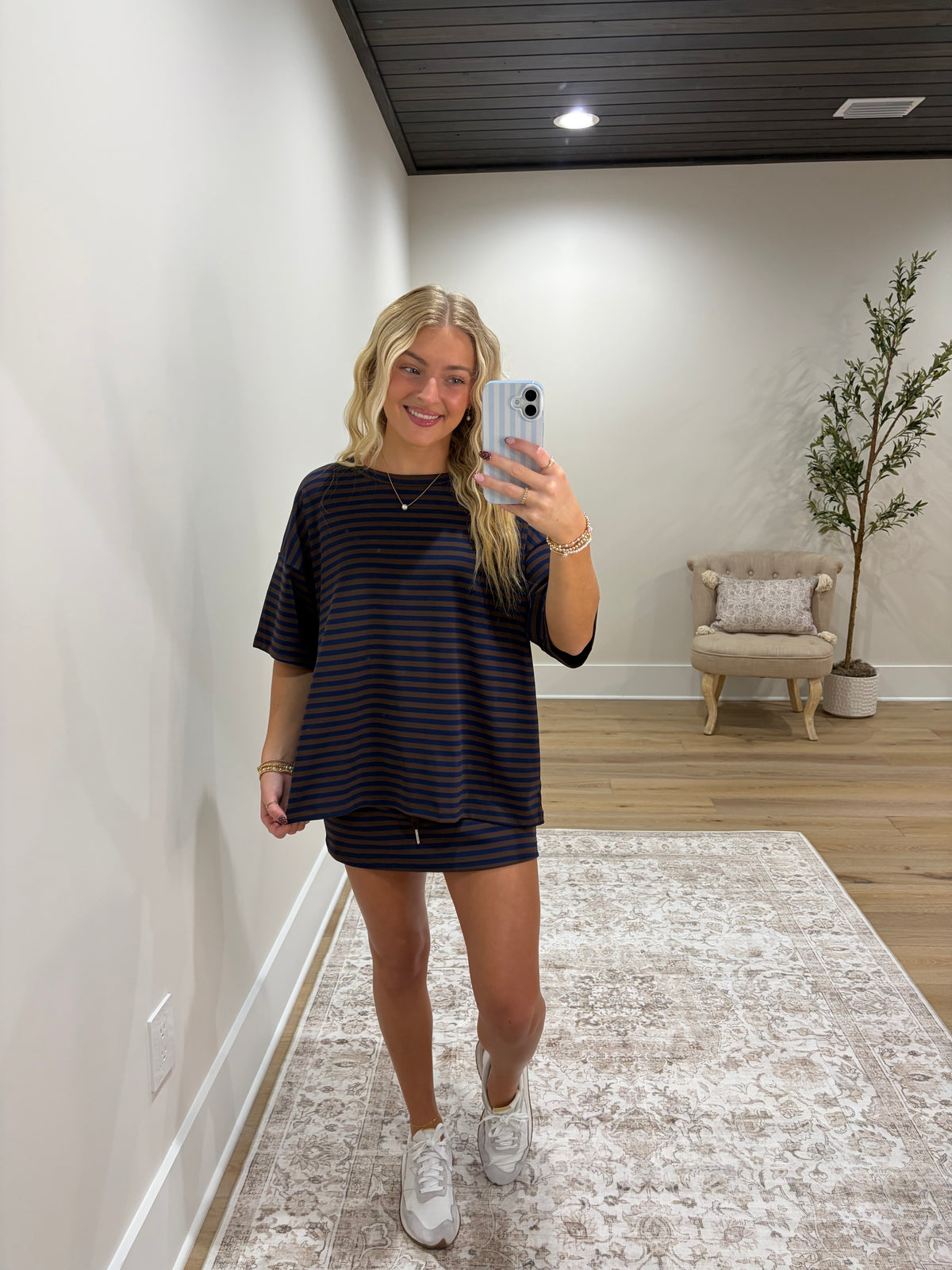 The Maisie Skort Set - Navy/Brown