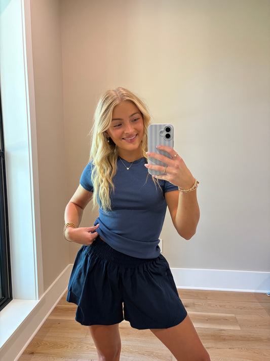 Breezy Flutter Athletic Shorts - Blue Thunder