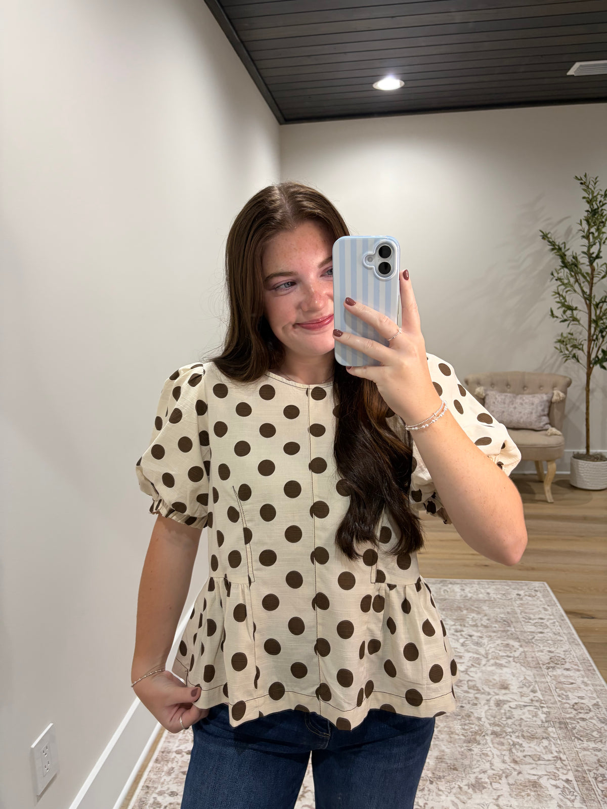 Dottie Peplum Top - Brown