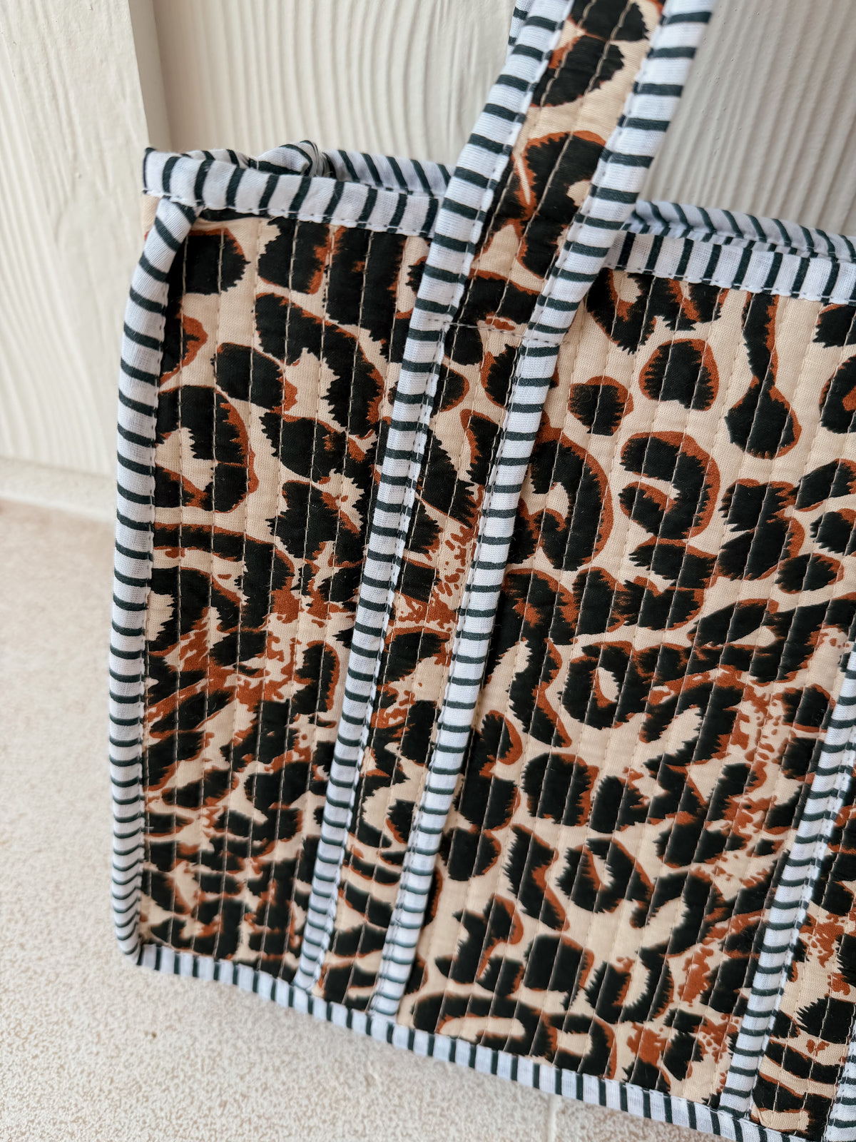 Mini Quilted Tote Bag - Leopard