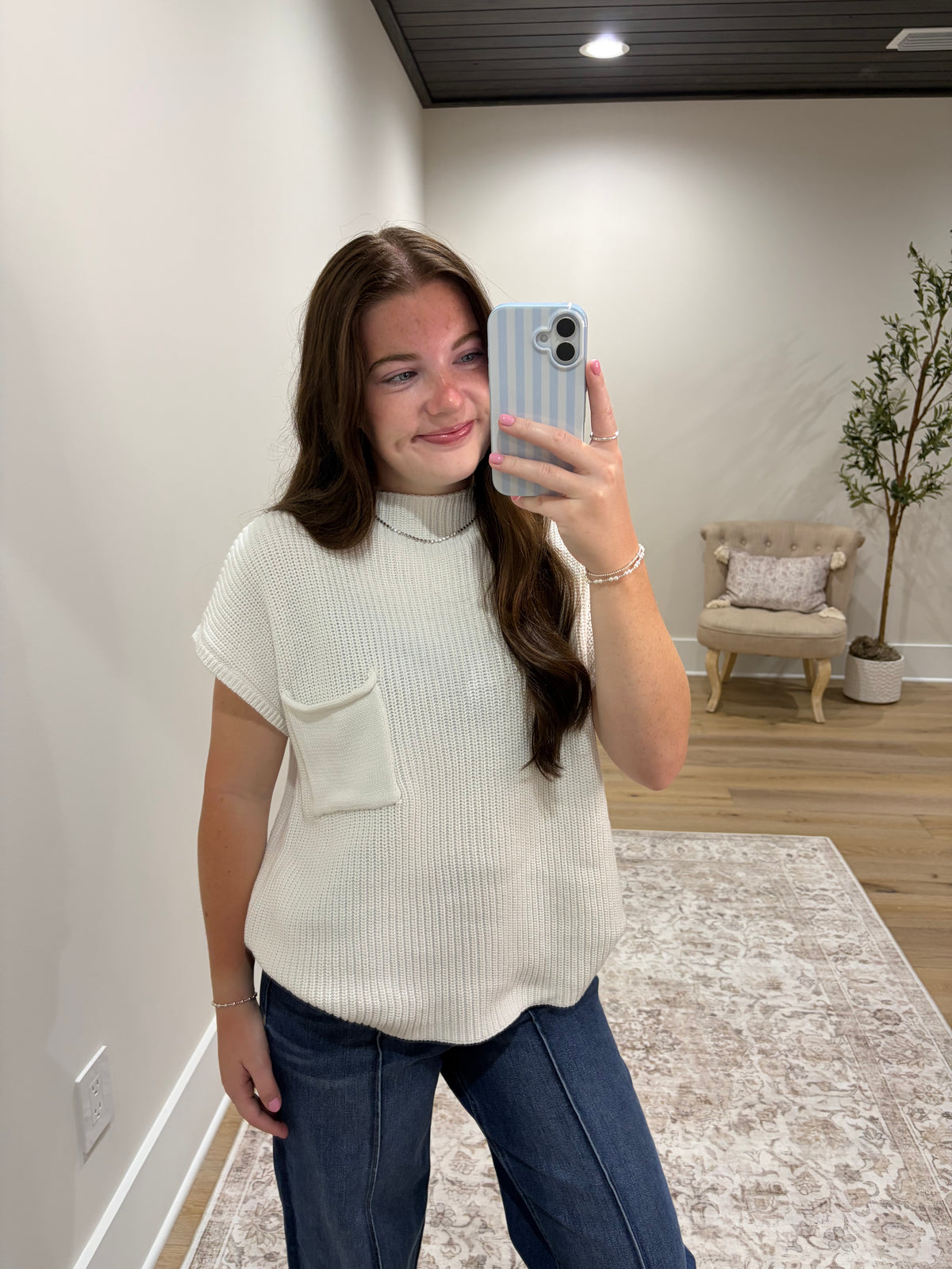 The Wren Pocket Sweater Top - Ivory