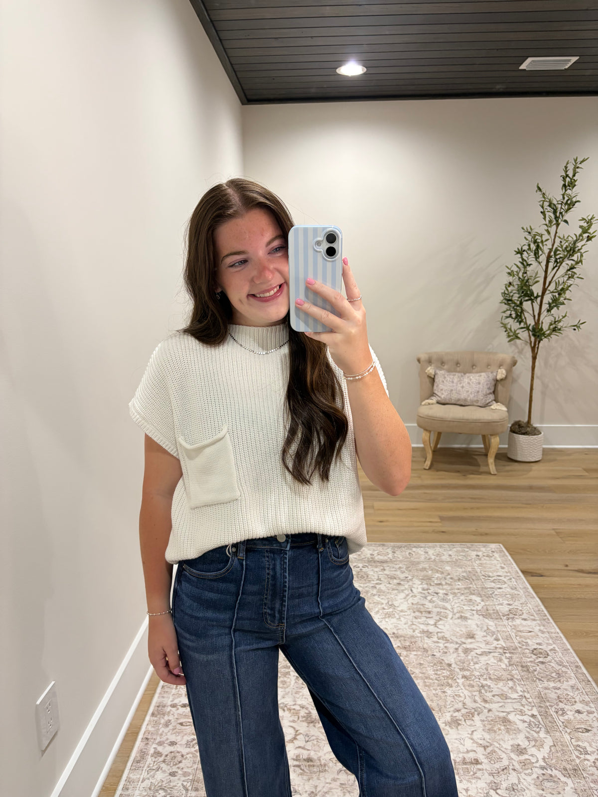 The Wren Pocket Sweater Top - Ivory