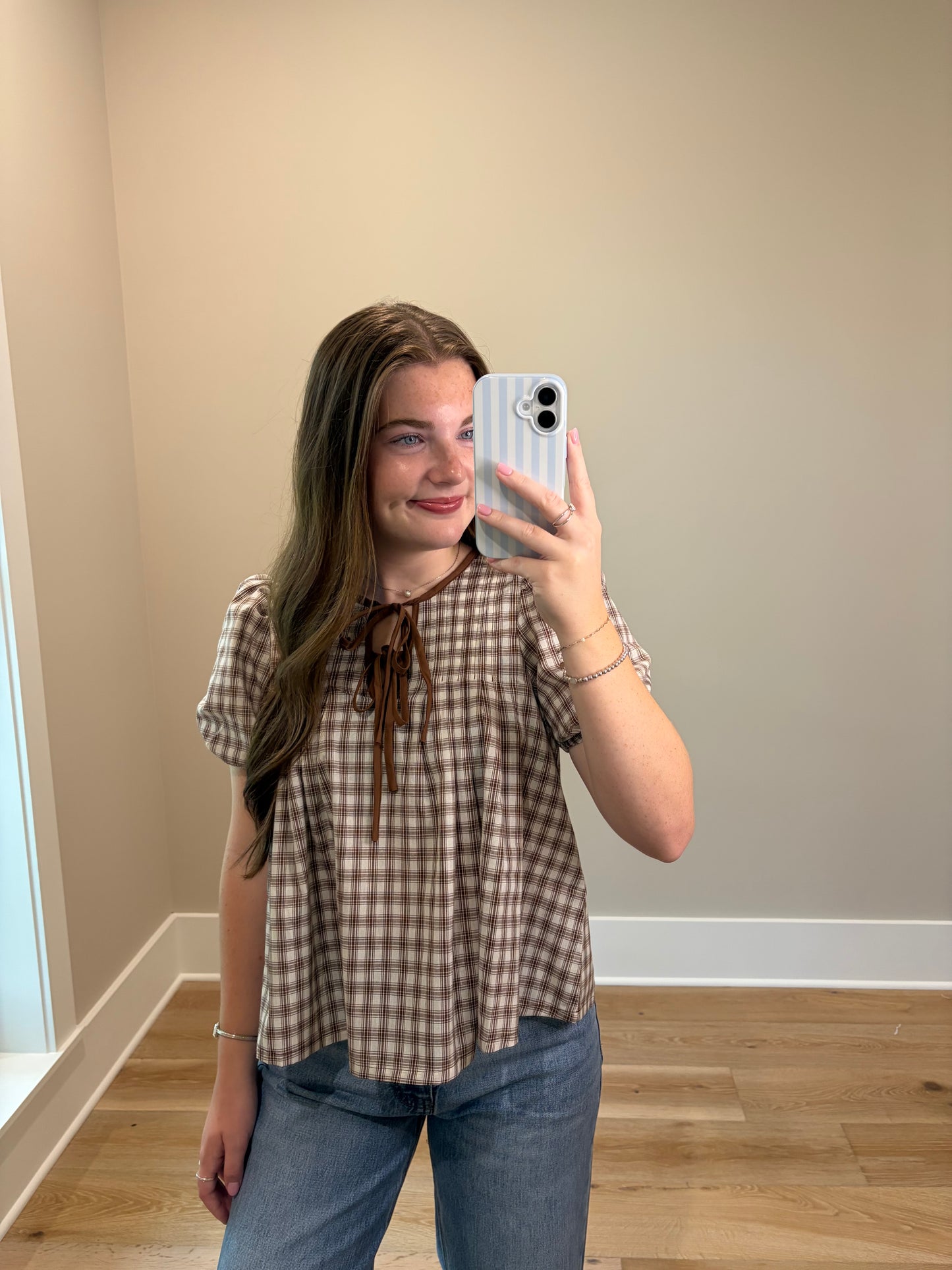 The Carmine Plaid Top