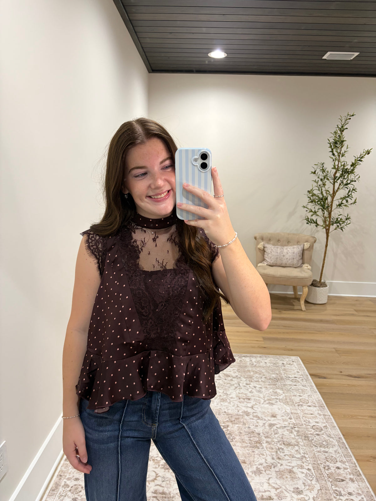The Juliette Satin Lace Top - Burgundy/Light Pink