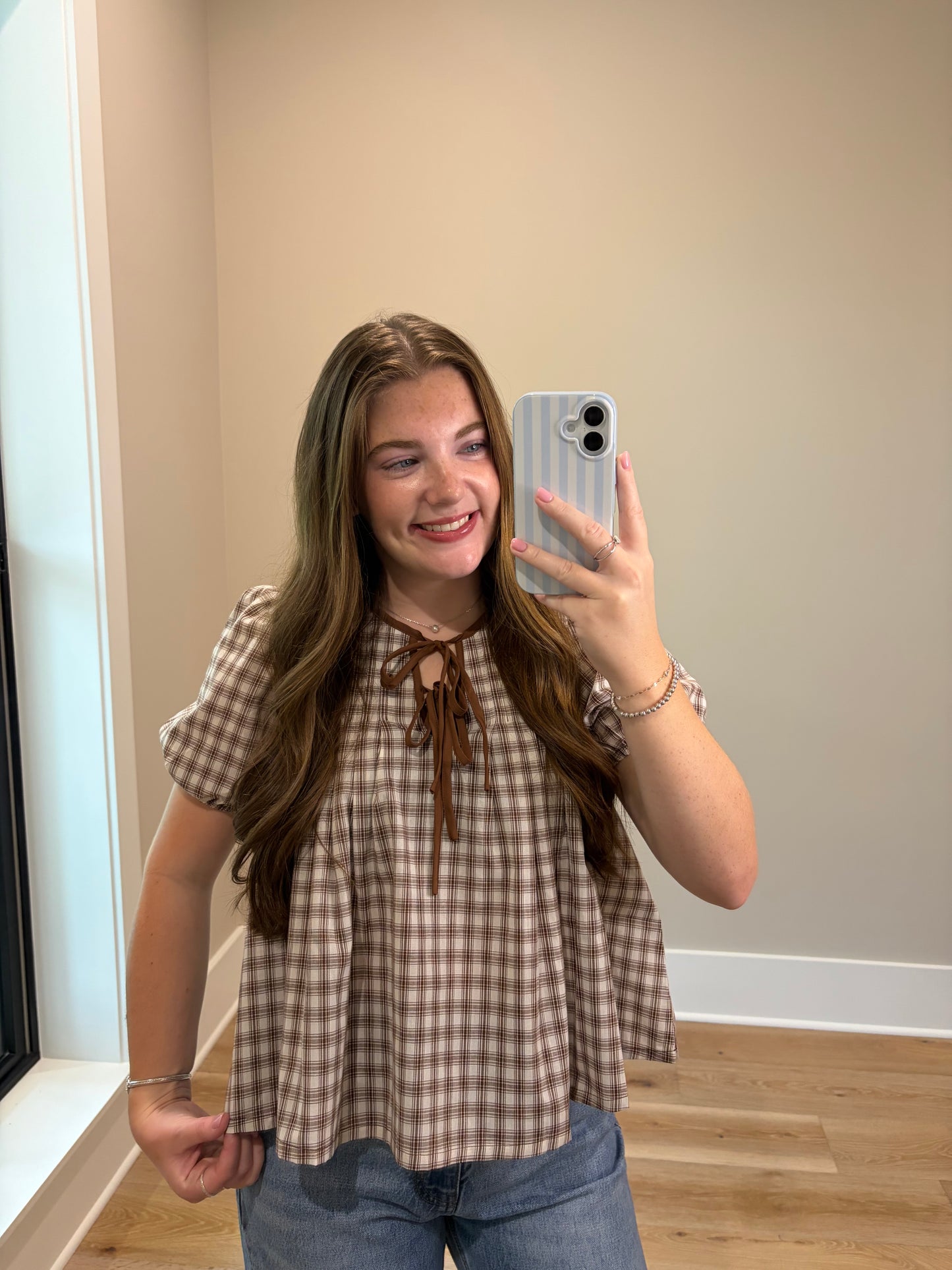 The Carmine Plaid Top